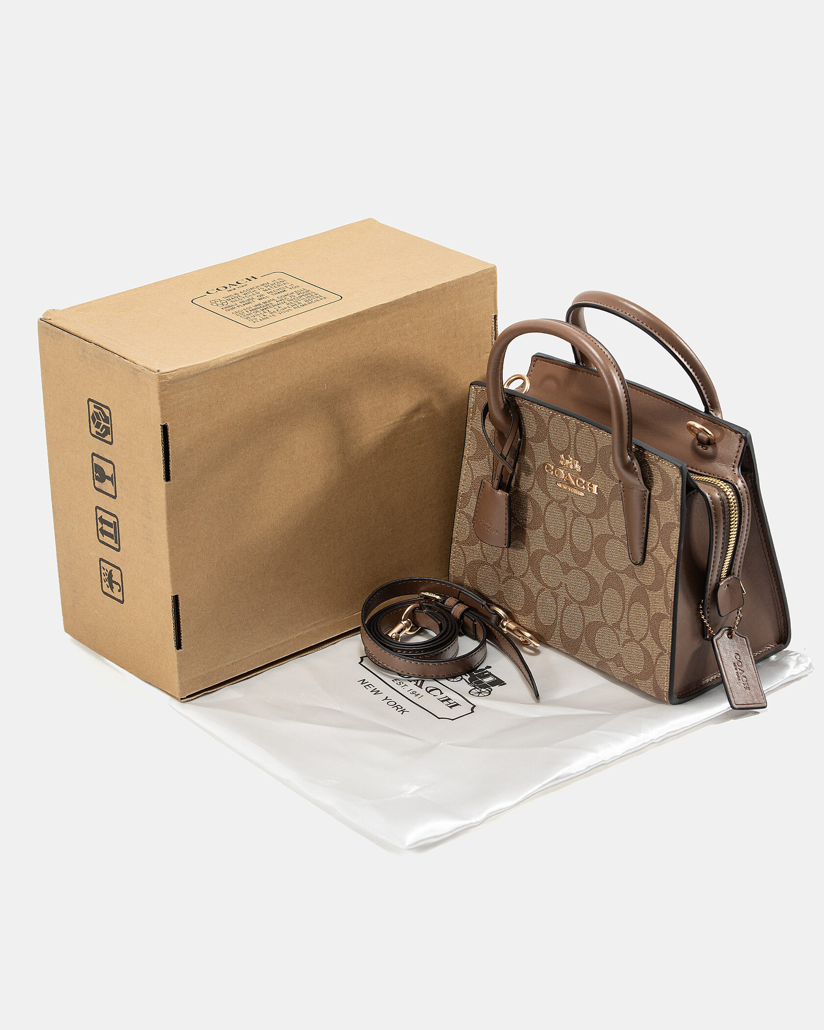 Coach Andrea Carryall In Signature Canvas Beige - 2