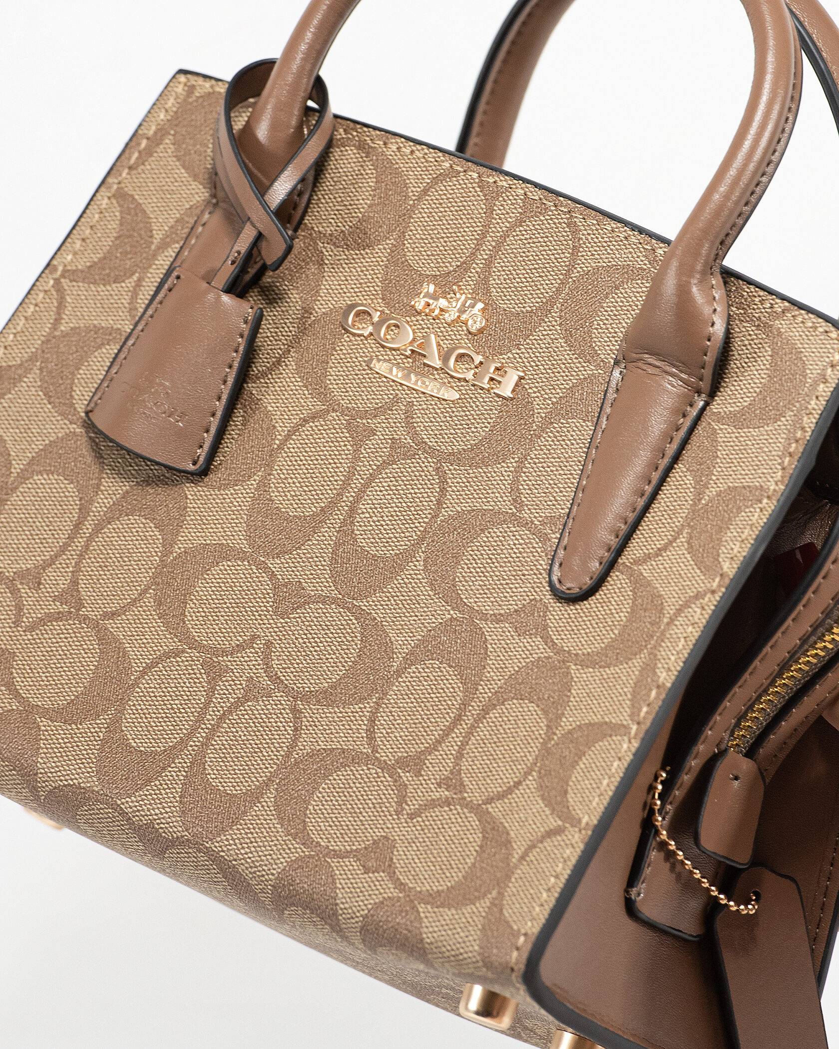 Coach Andrea Carryall In Signature Canvas Beige - 6