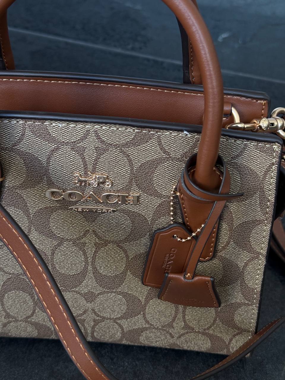 Coach Andrea Carryall In Signature Canvas Brown/Beige - 7