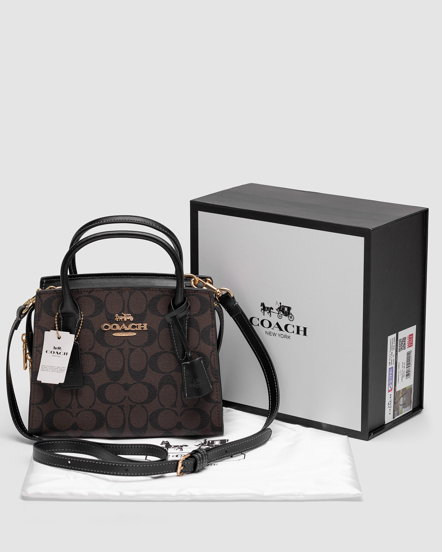Coach Andrea Carryall In Signature Canvas Brown Black - 2