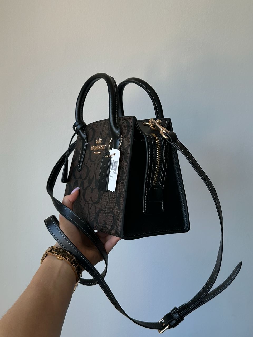 Coach Andrea Carryall In Signature Canvas Brown Black - 7