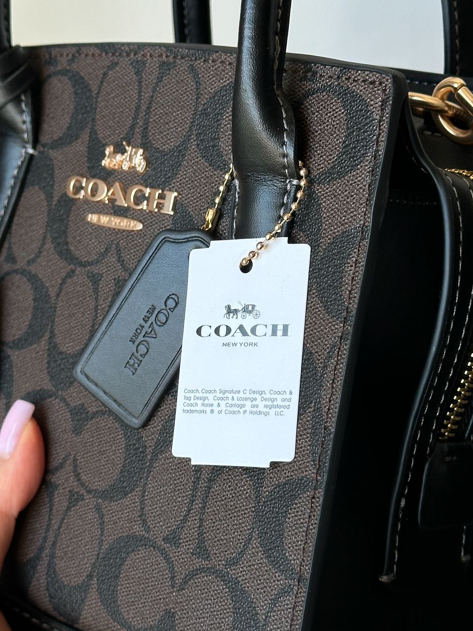 Coach Andrea Carryall In Signature Canvas Brown Black - 8