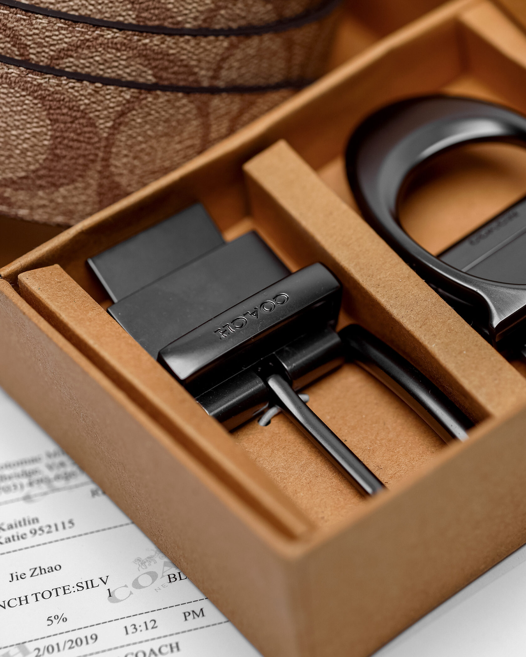 Coach Belt Kit Beige Canvas/Black Fittings - 4