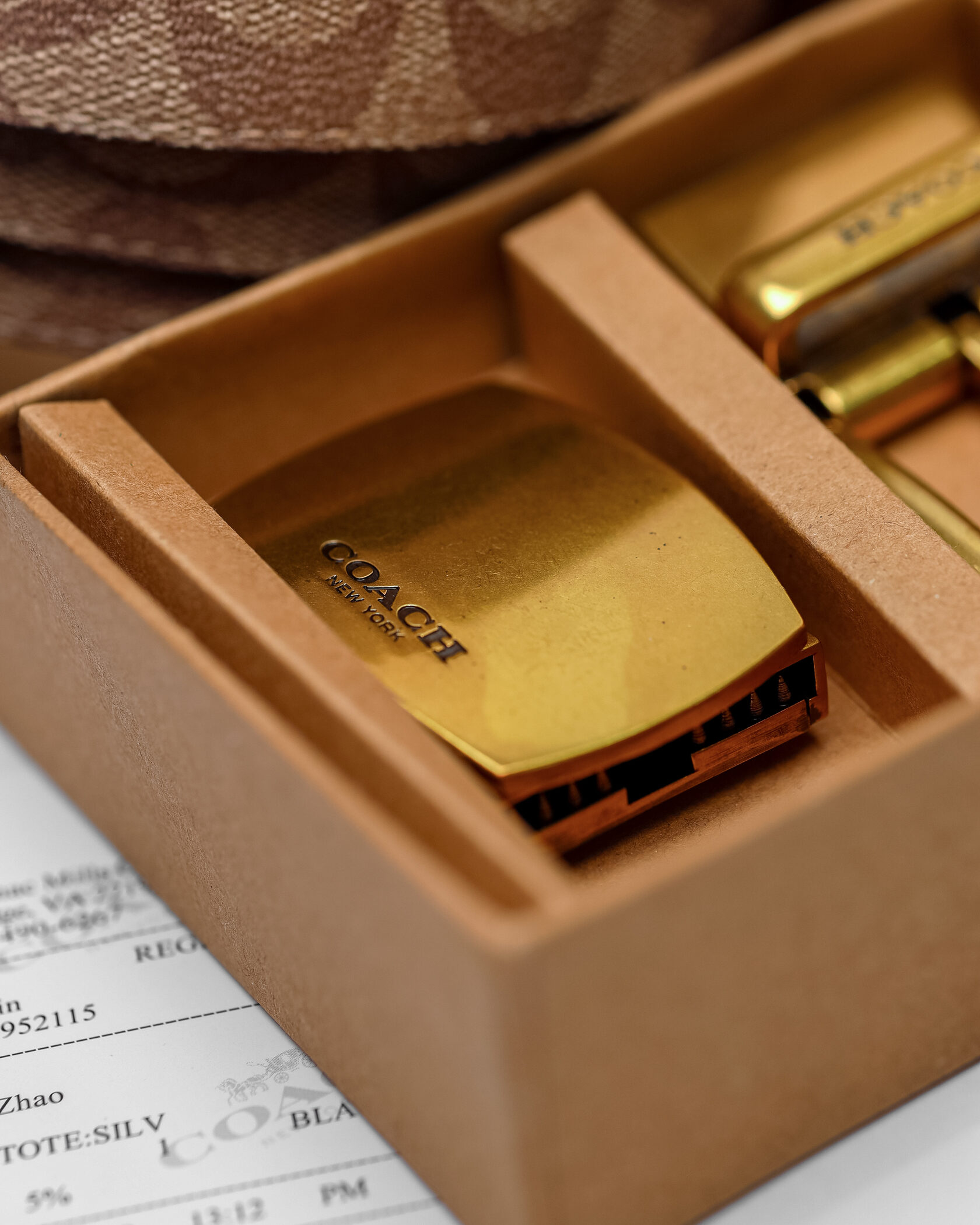 Coach Belt Kit Beige Canvas/Gold Fittings - 3