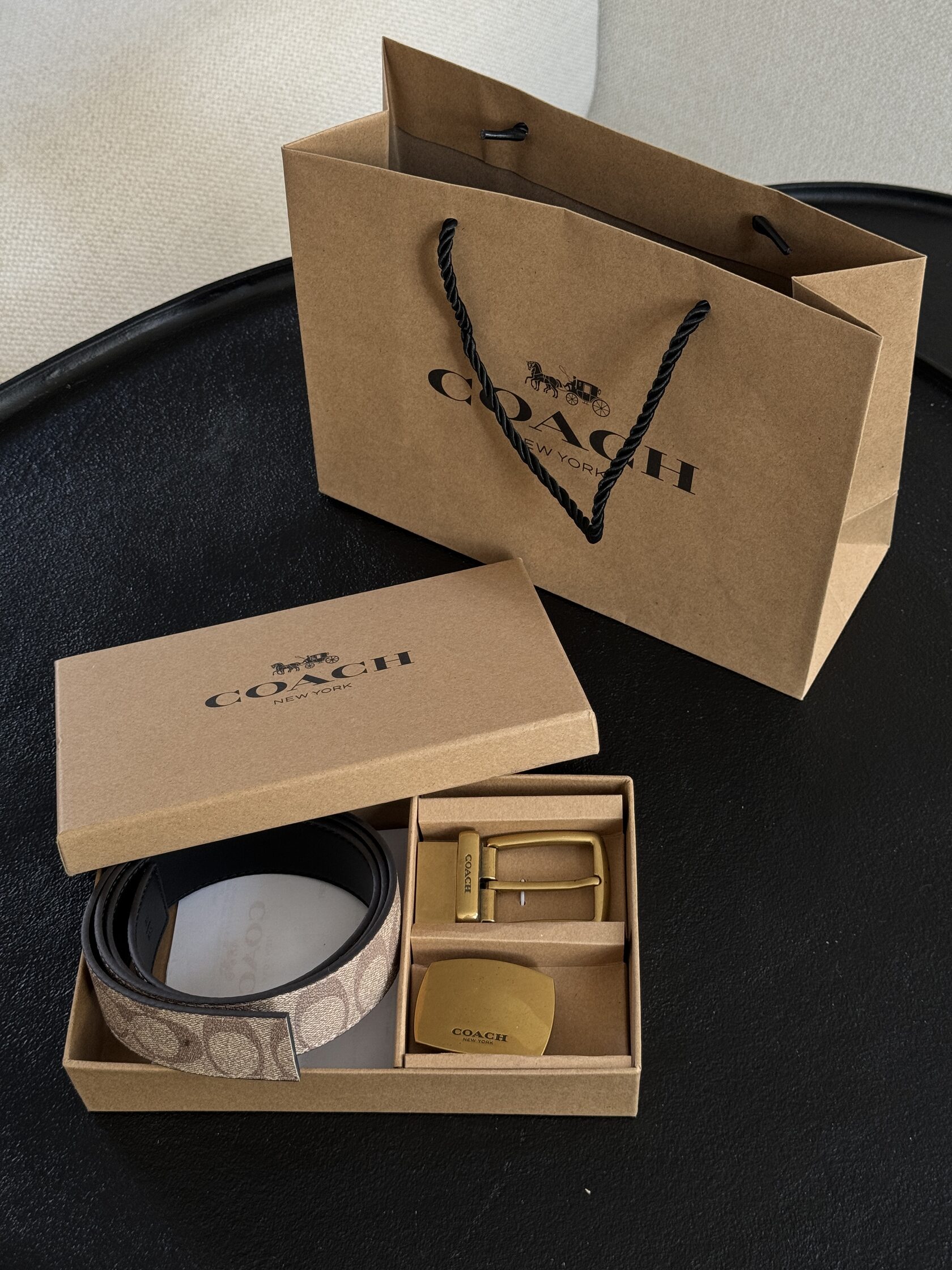 Coach Belt Kit Beige Canvas/Gold Fittings - 7