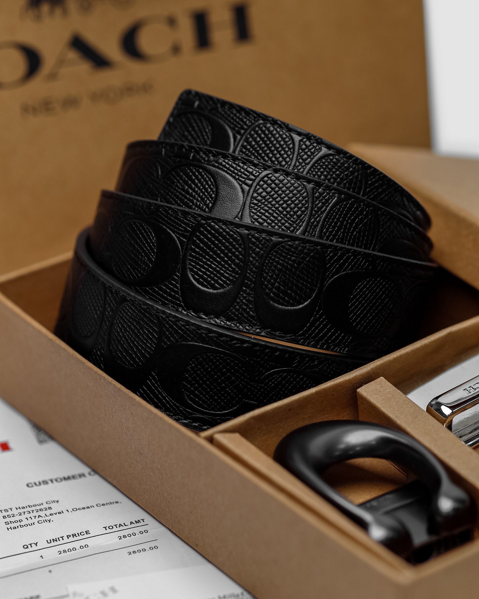 Coach Belt Kit Black Leather/Silver Fittings - 2