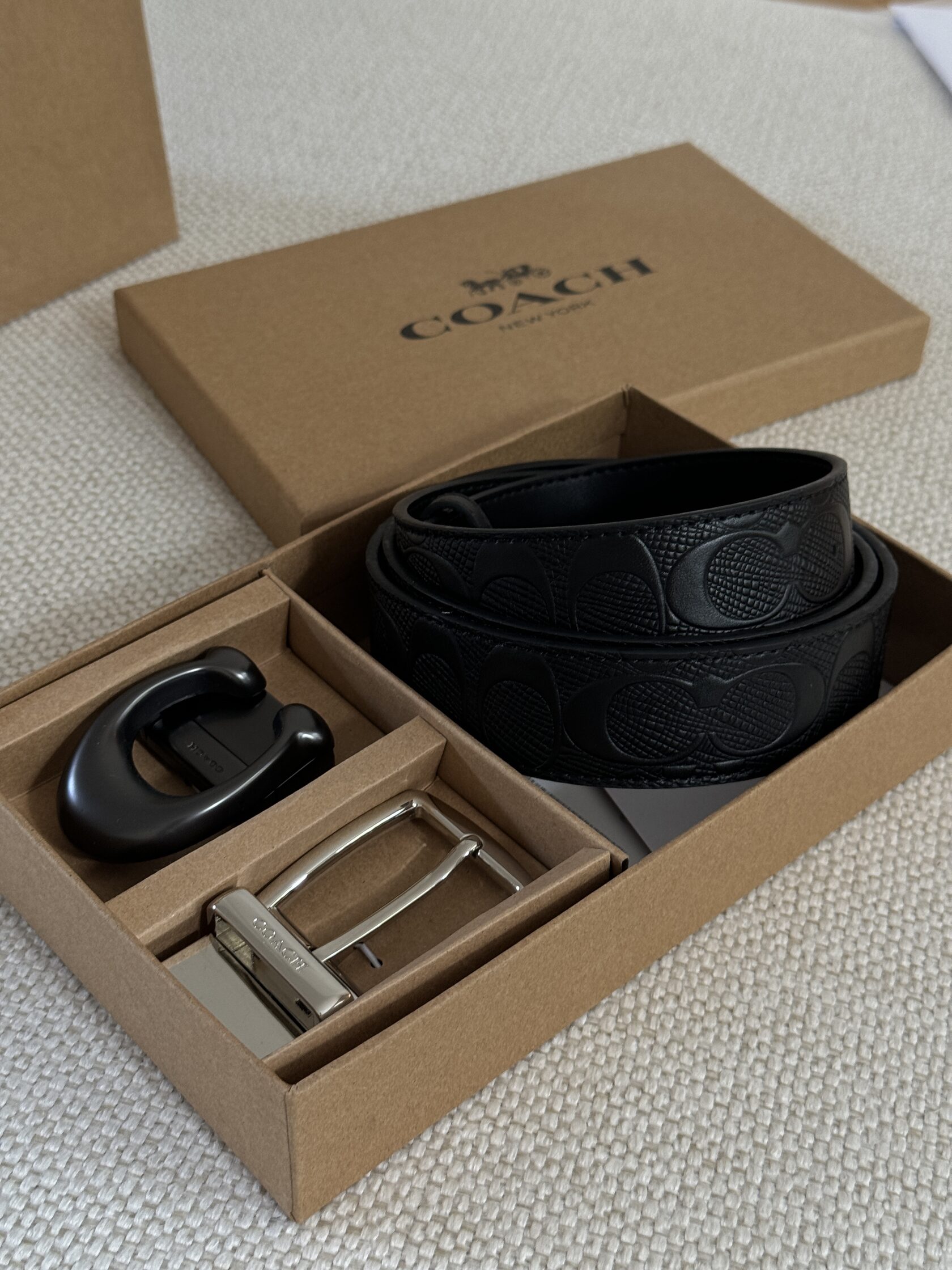 Coach Belt Kit Black Leather/Silver Fittings - 6