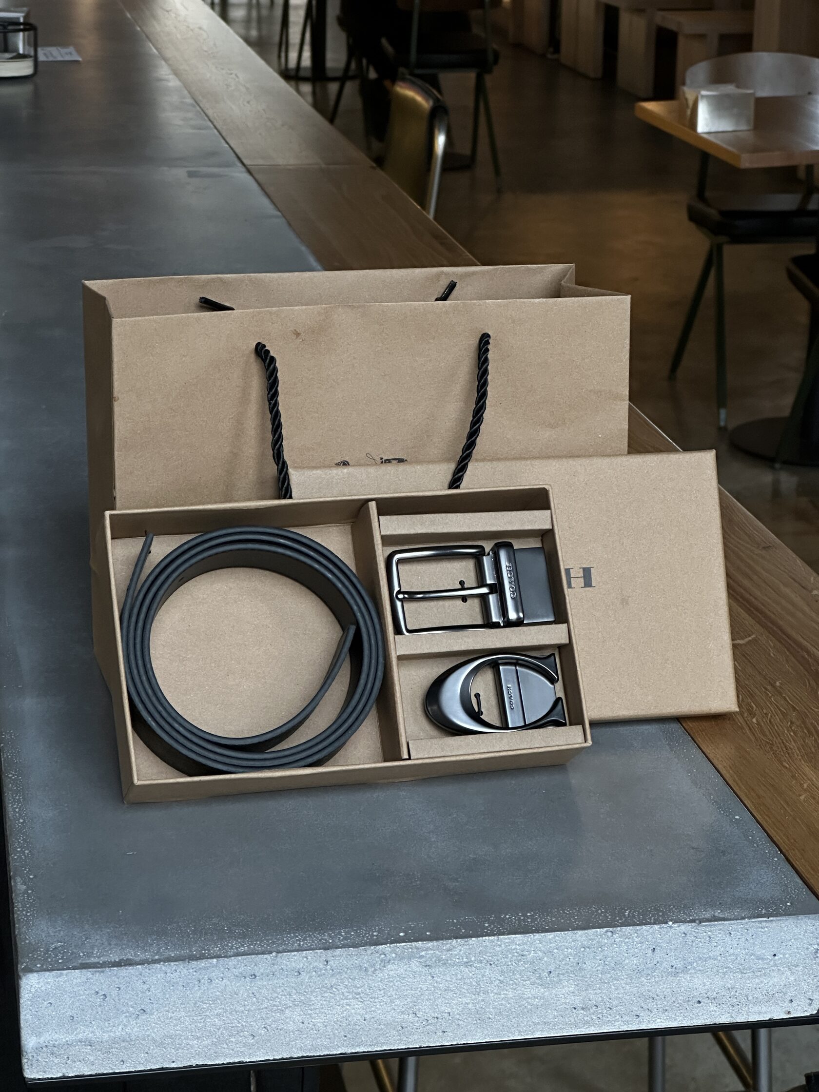 Coach Belt Kit Grey Canvas/Black Fittings - 12