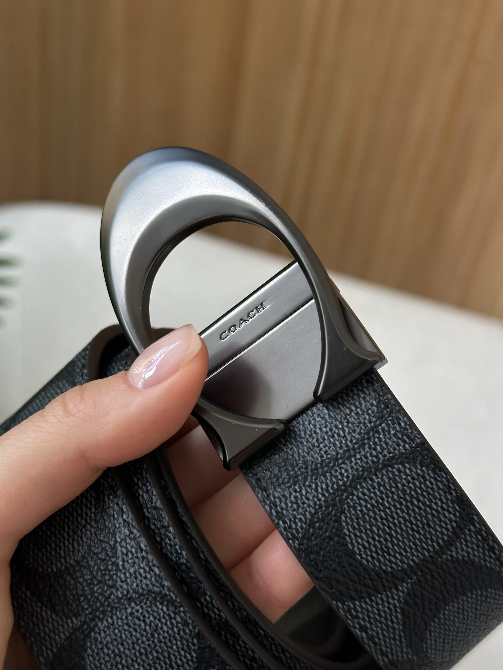 Coach Belt Kit Grey Canvas/Black Fittings - 18