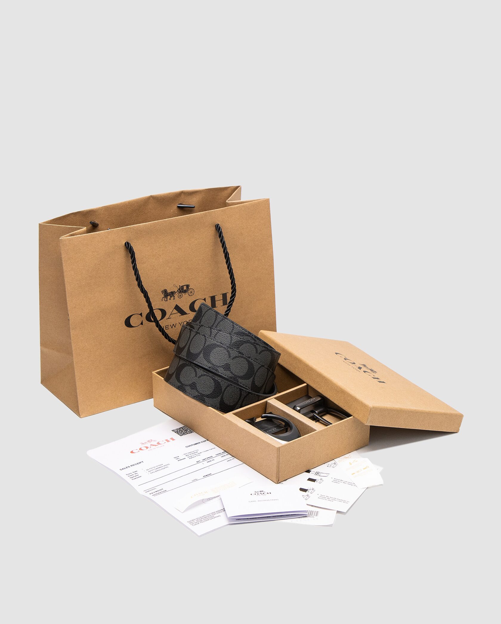 Coach Belt Kit Grey Canvas/Black Fittings - 3