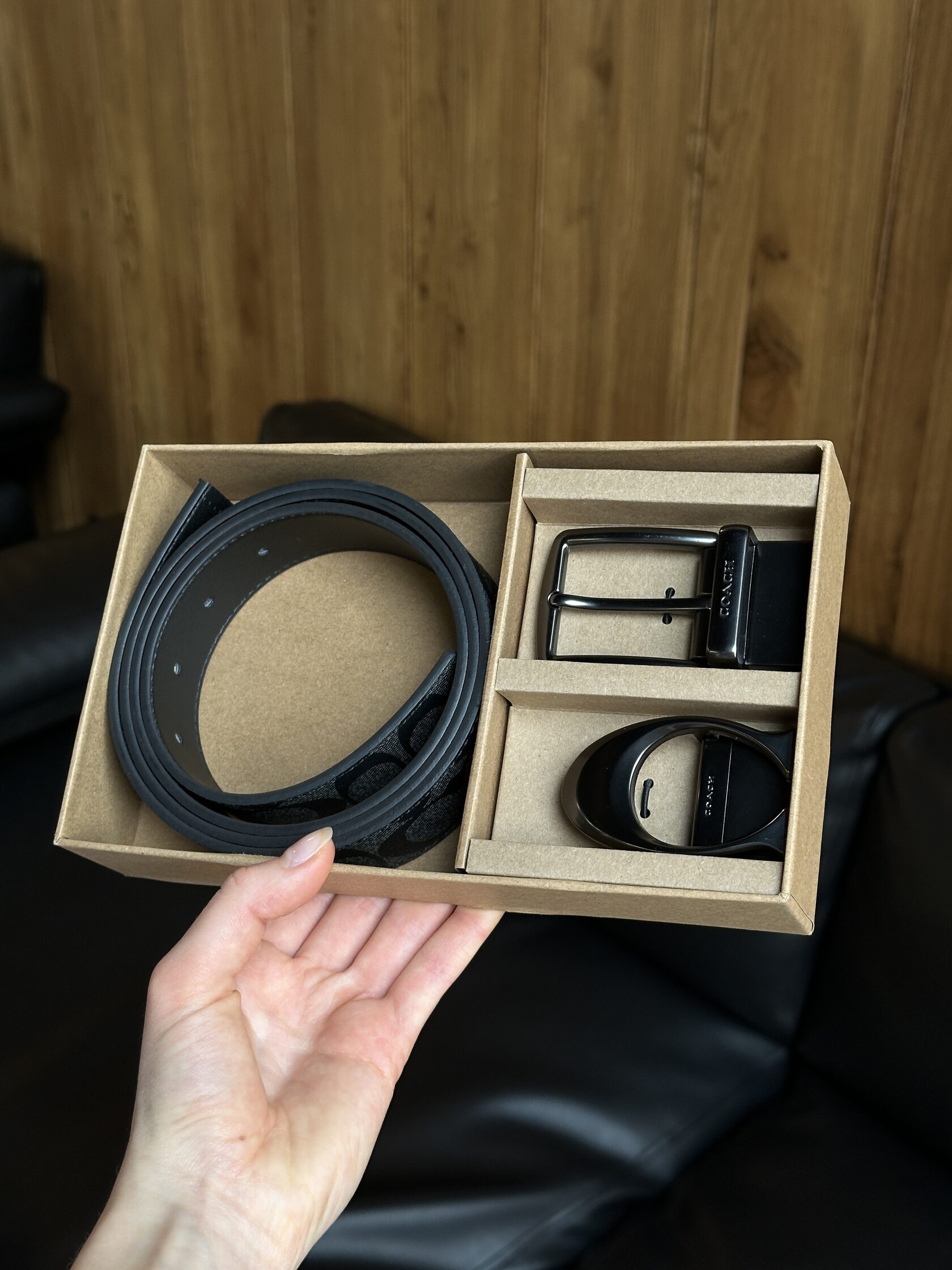 Coach Belt Kit Grey Canvas/Black Fittings - 4