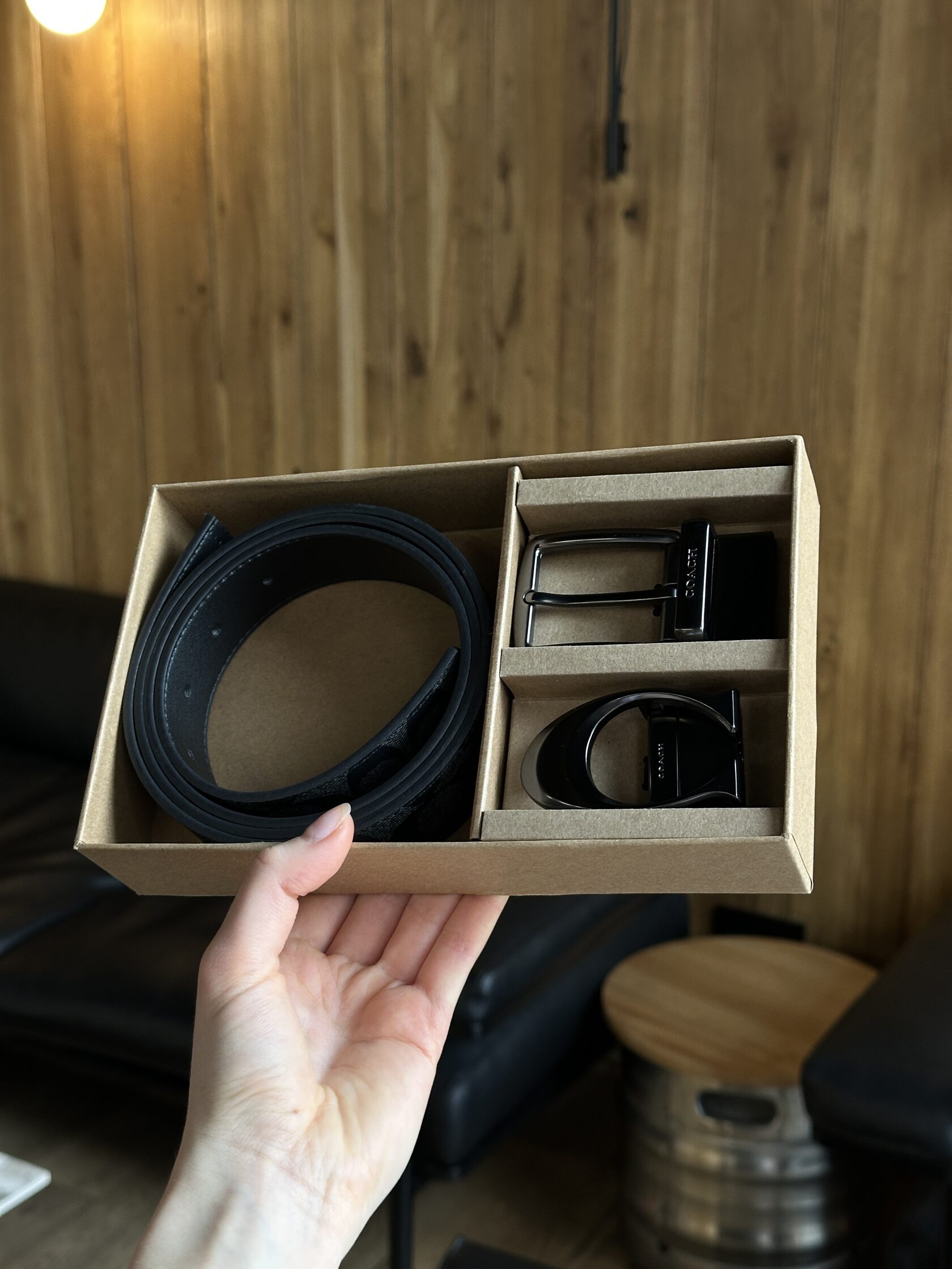 Coach Belt Kit Grey Canvas/Black Fittings - 6