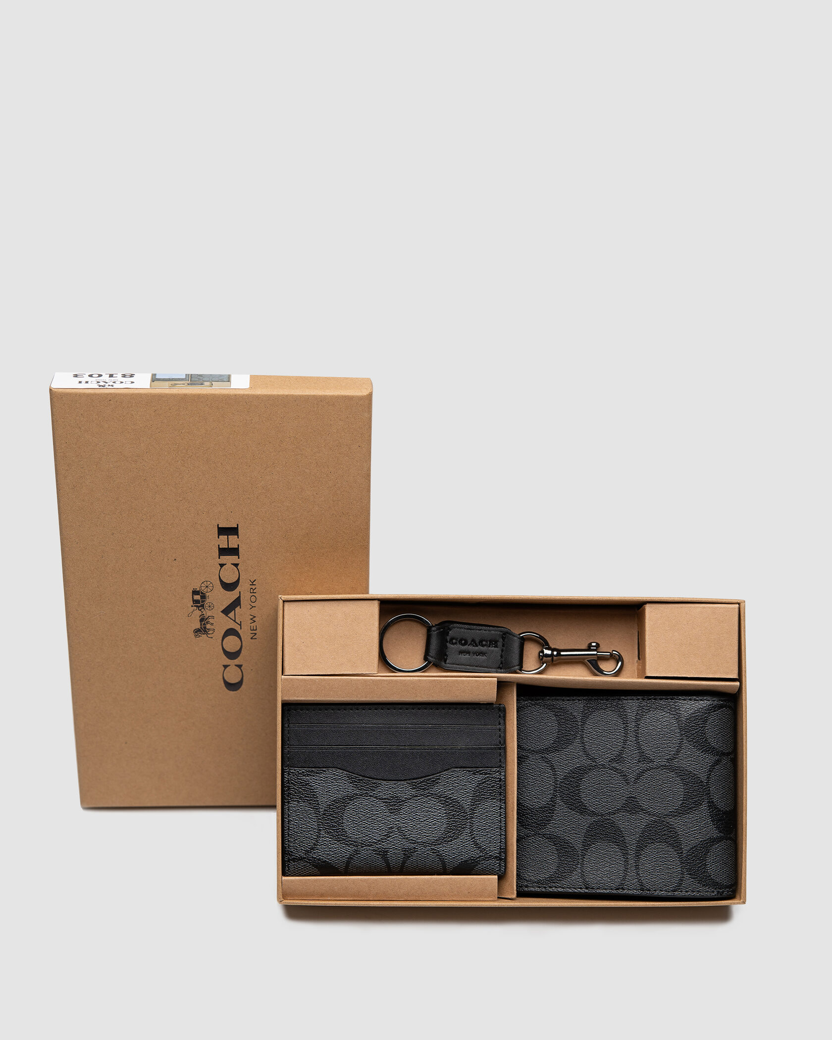 Coach Boxed 3 In 1 Wallet Gift Set In Signature Canvas Black Logo - 2