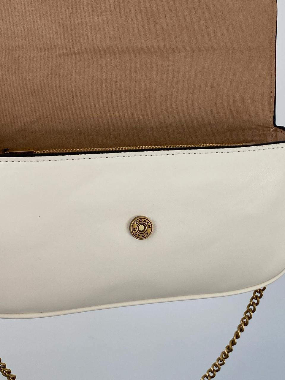 Coach Brook Flap Chain White\Gold - 11