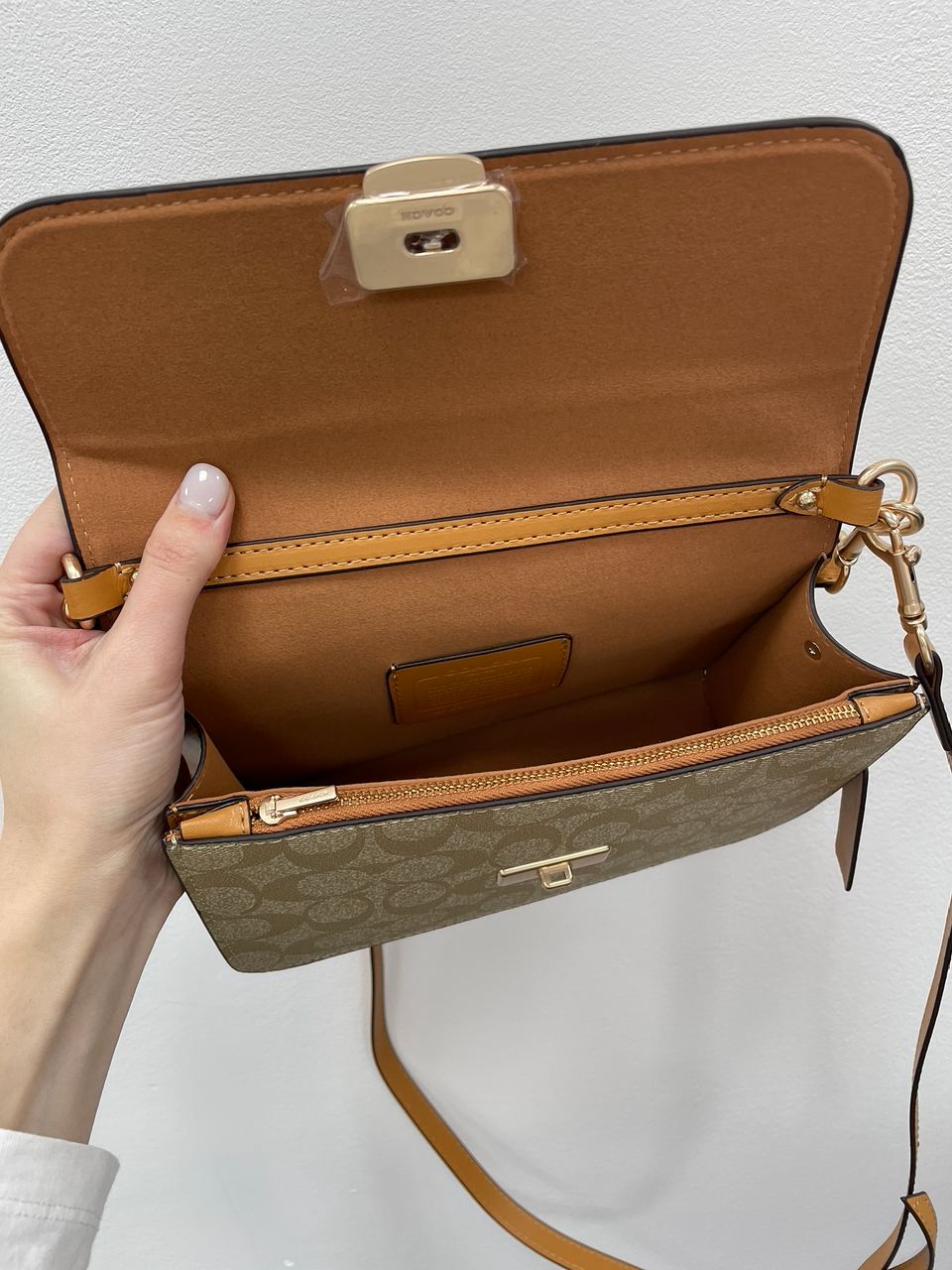 Coach Brynn Flap Crossbody In Signature Canvas Beige - 14