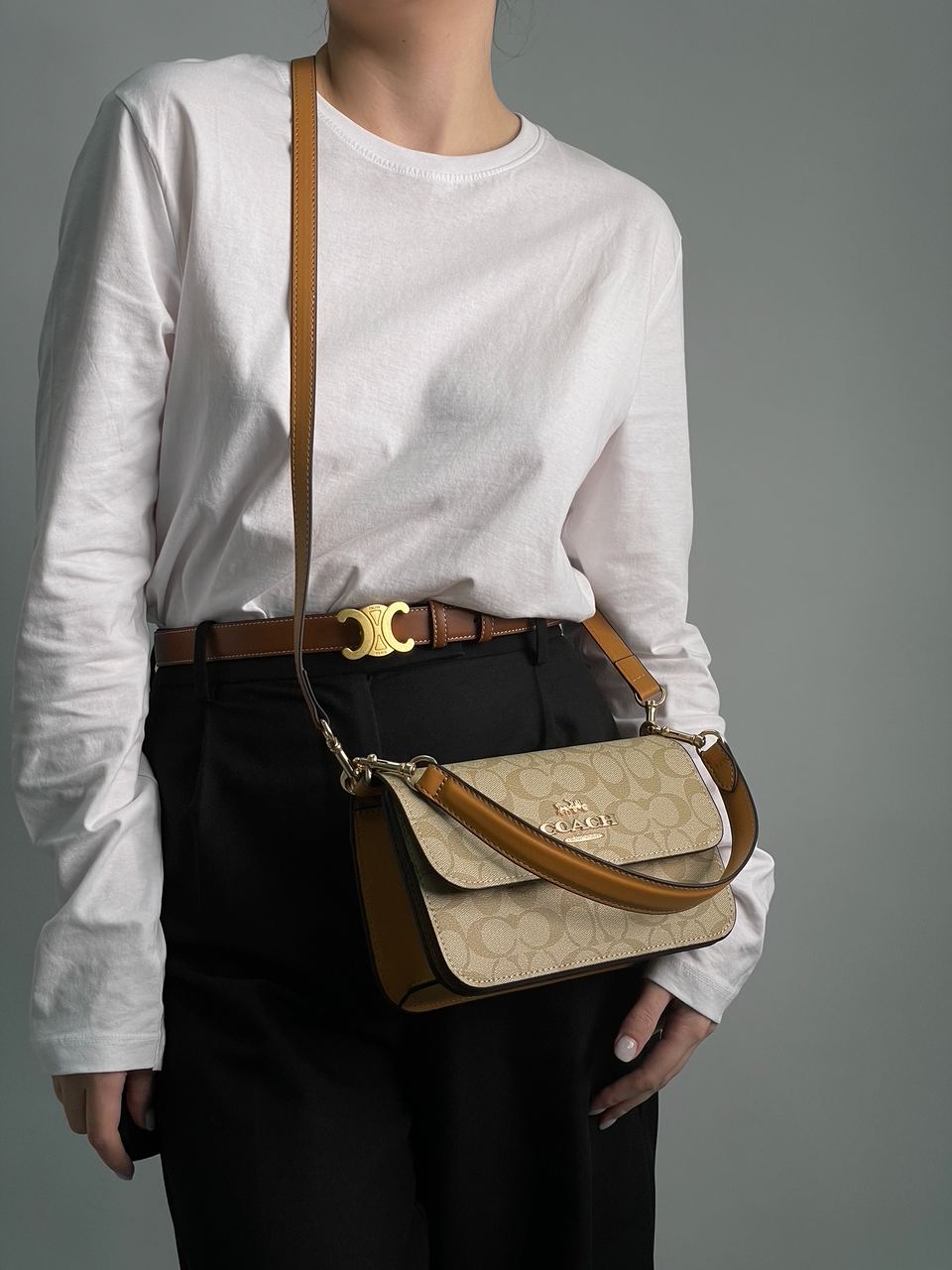 Coach Brynn Flap Crossbody In Signature Canvas Beige - 7