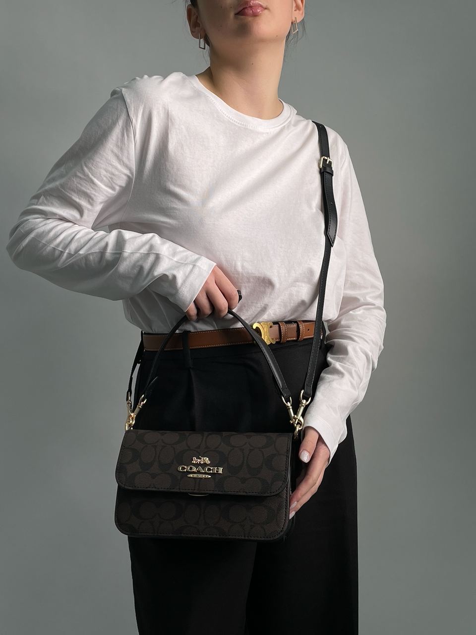 Coach Brynn Flap Crossbody In Signature Canvas Brown - 6