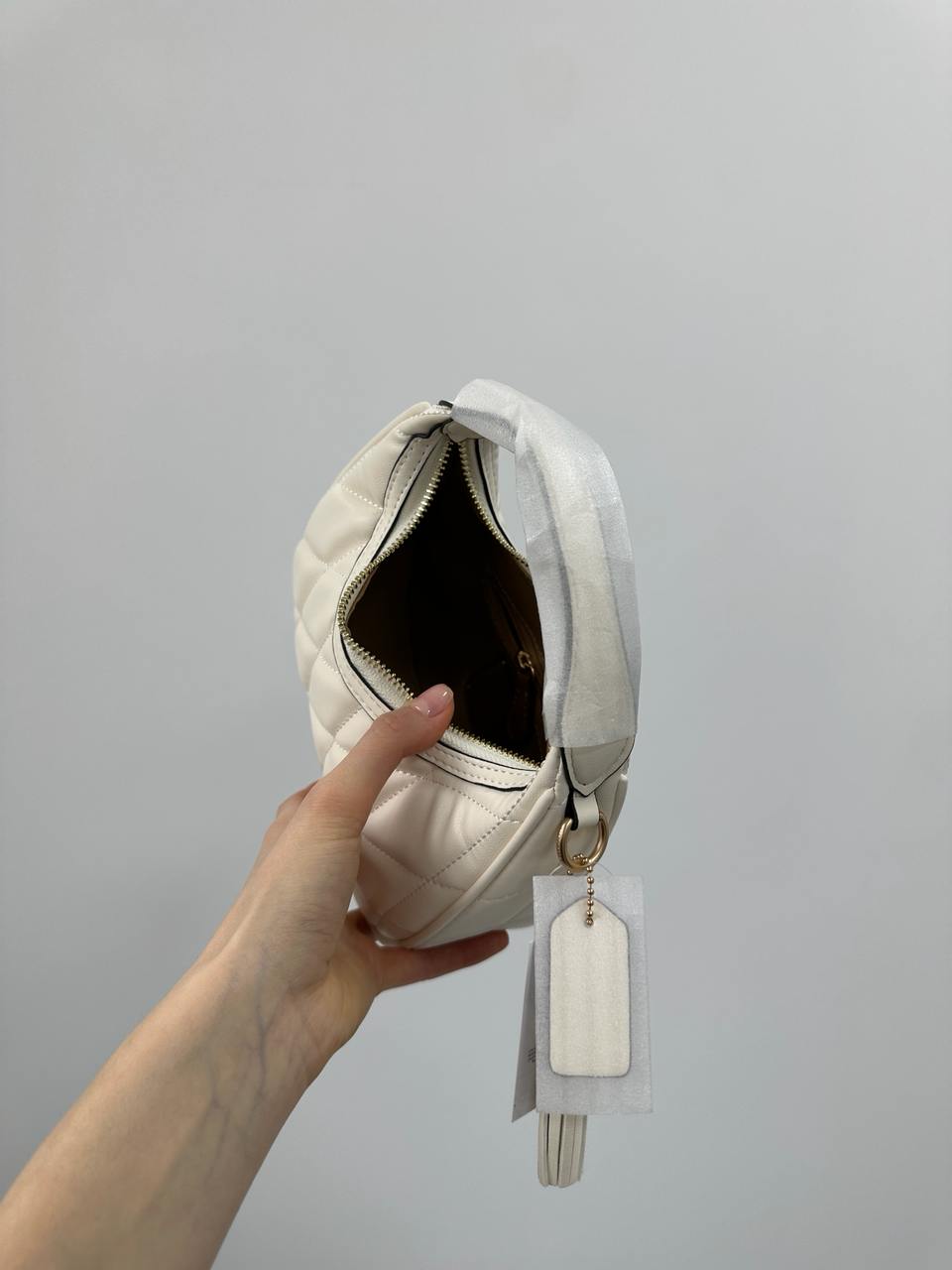 Coach Carmen Mini Crossbody Bag With Quilting White/Gold - 12