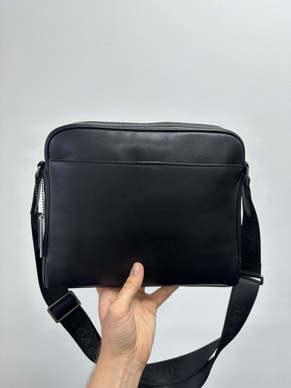 Coach Charles Camera Crossbody Messenger Bag Smooth Skin Black - 6