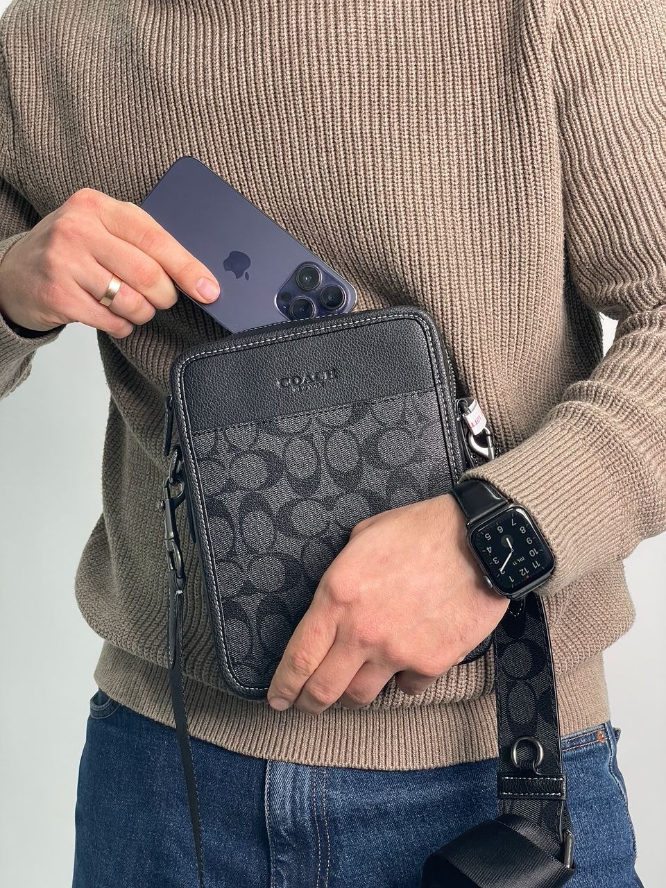 Coach Charter Crossbody 24 In Signature Canvas Grey - 5