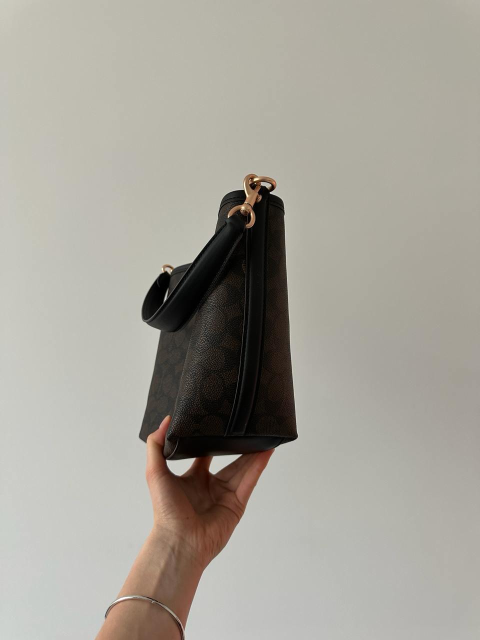 Coach City Bucket Bag In Signature Canvas Brown Black - 9