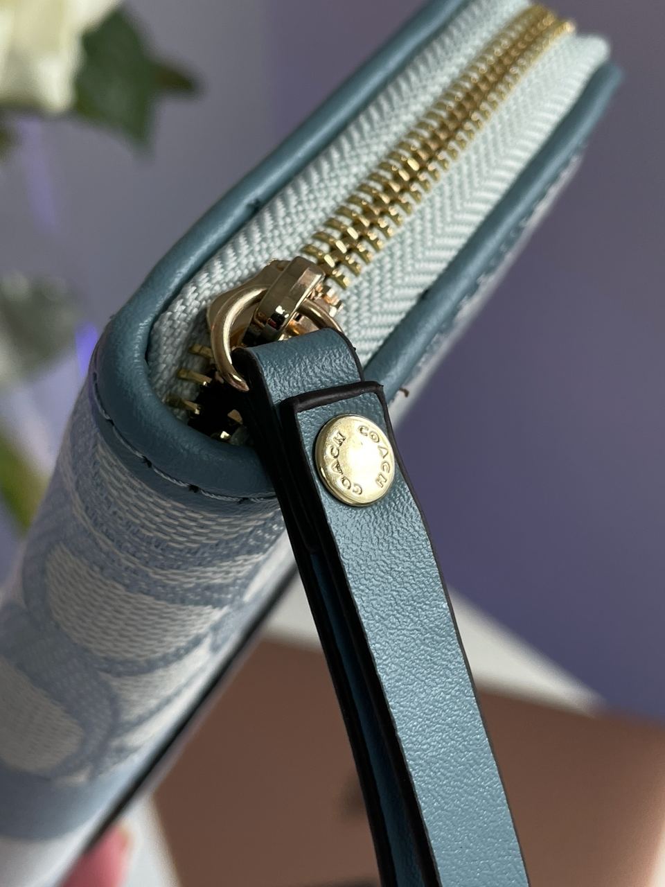 Coach Dempsey Large Wallet In Signature Jacquard Blue - 13