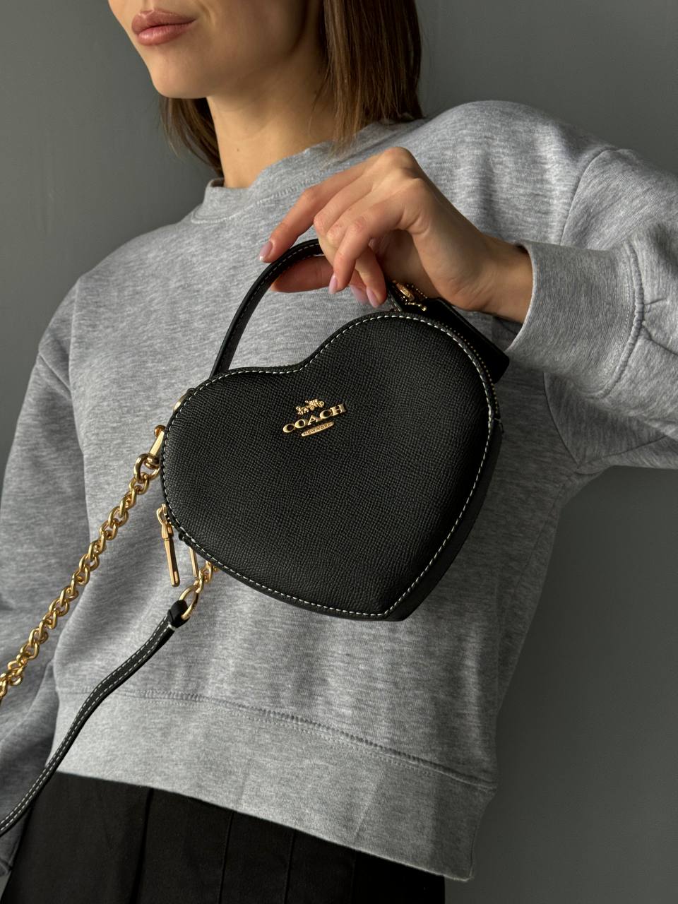 Coach Heart Women's Crossbody Bag Black - 3