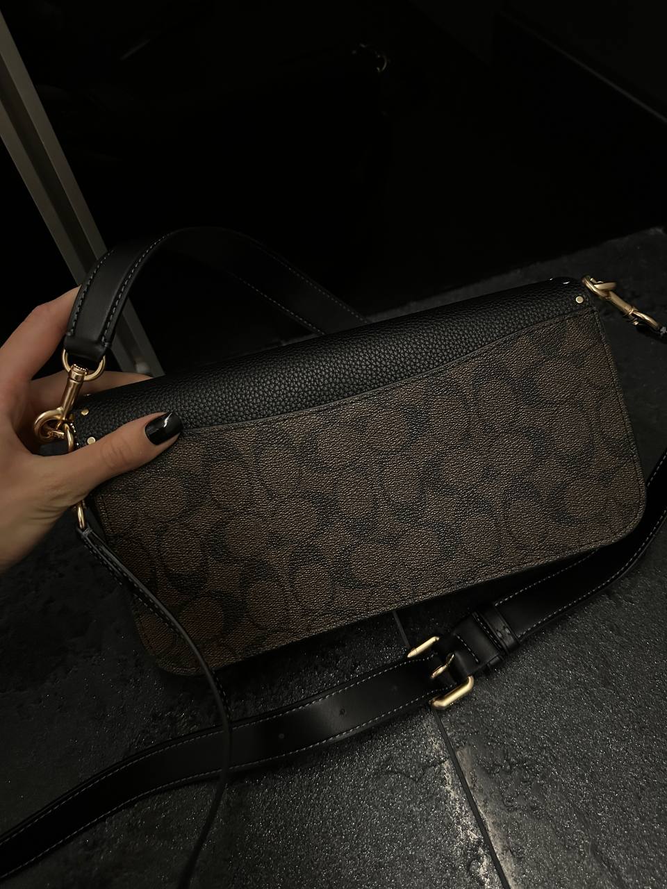 Coach Jade Shoulder Bag With Rivets In Signature Canvas Brown/Black - 3