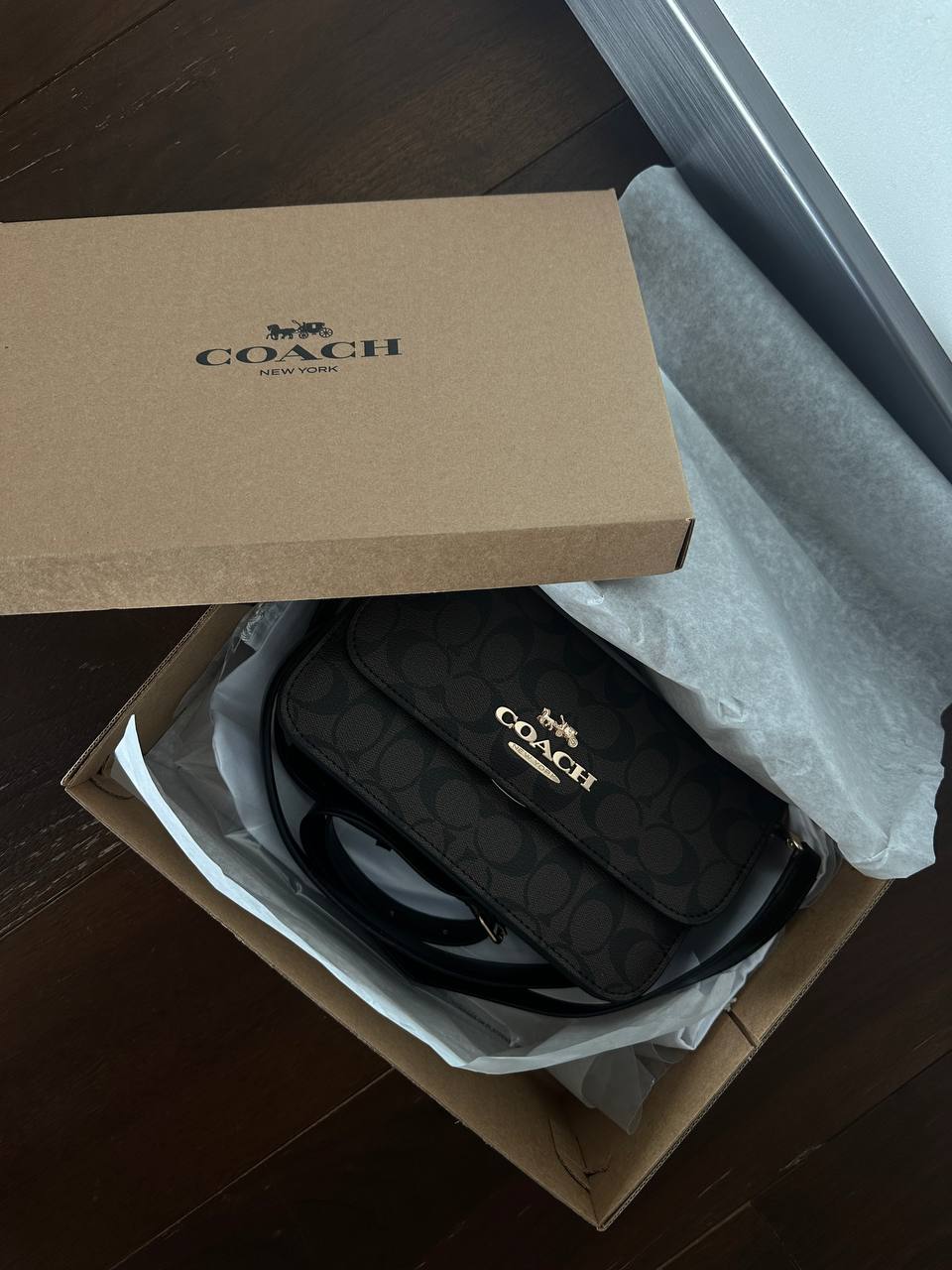 Coach Jes Crossbody in Signature Canvas in Brown/Black - 13