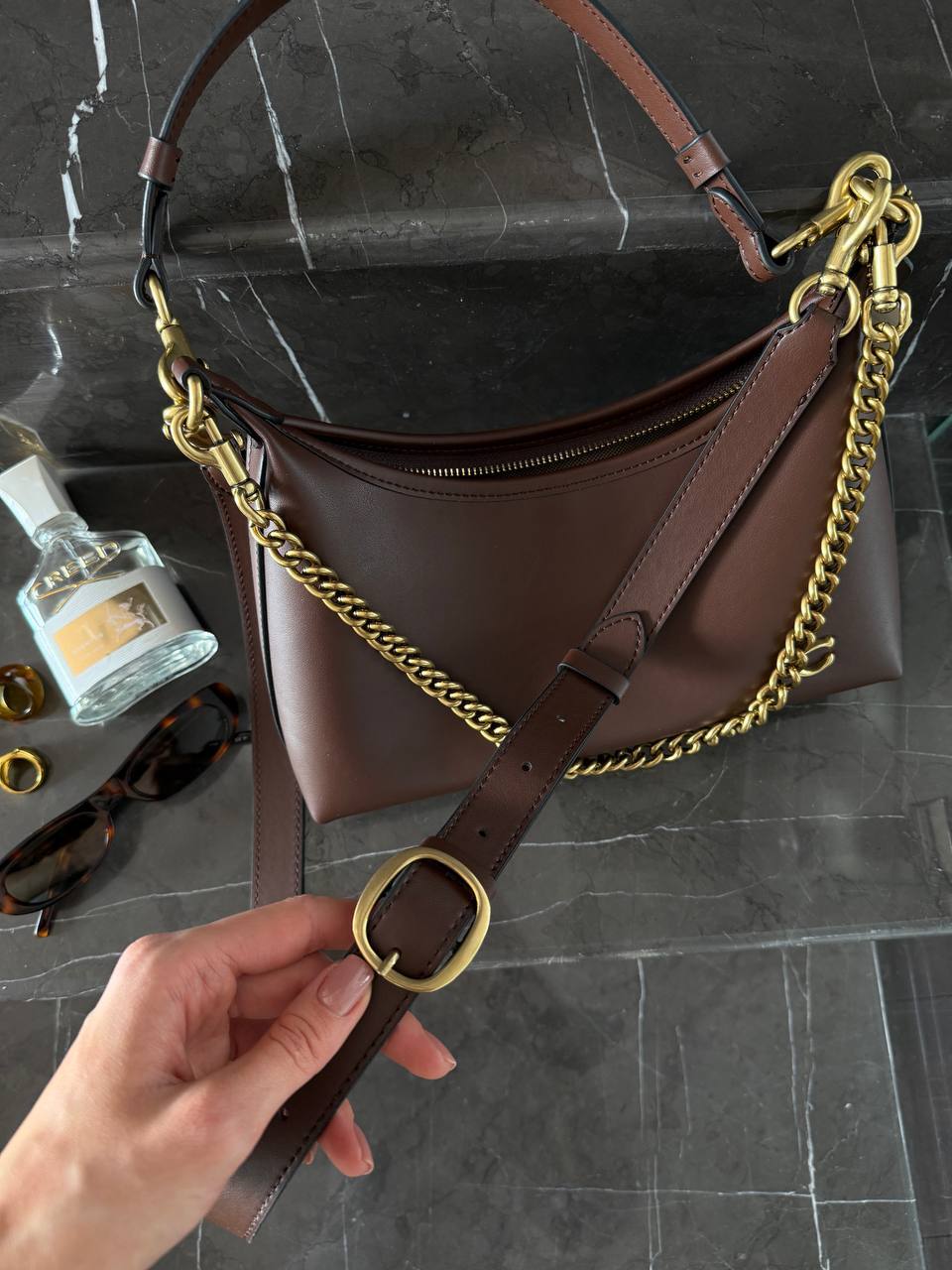 Coach Juliet Shoulder Bag Brown Smooth Leather - 9