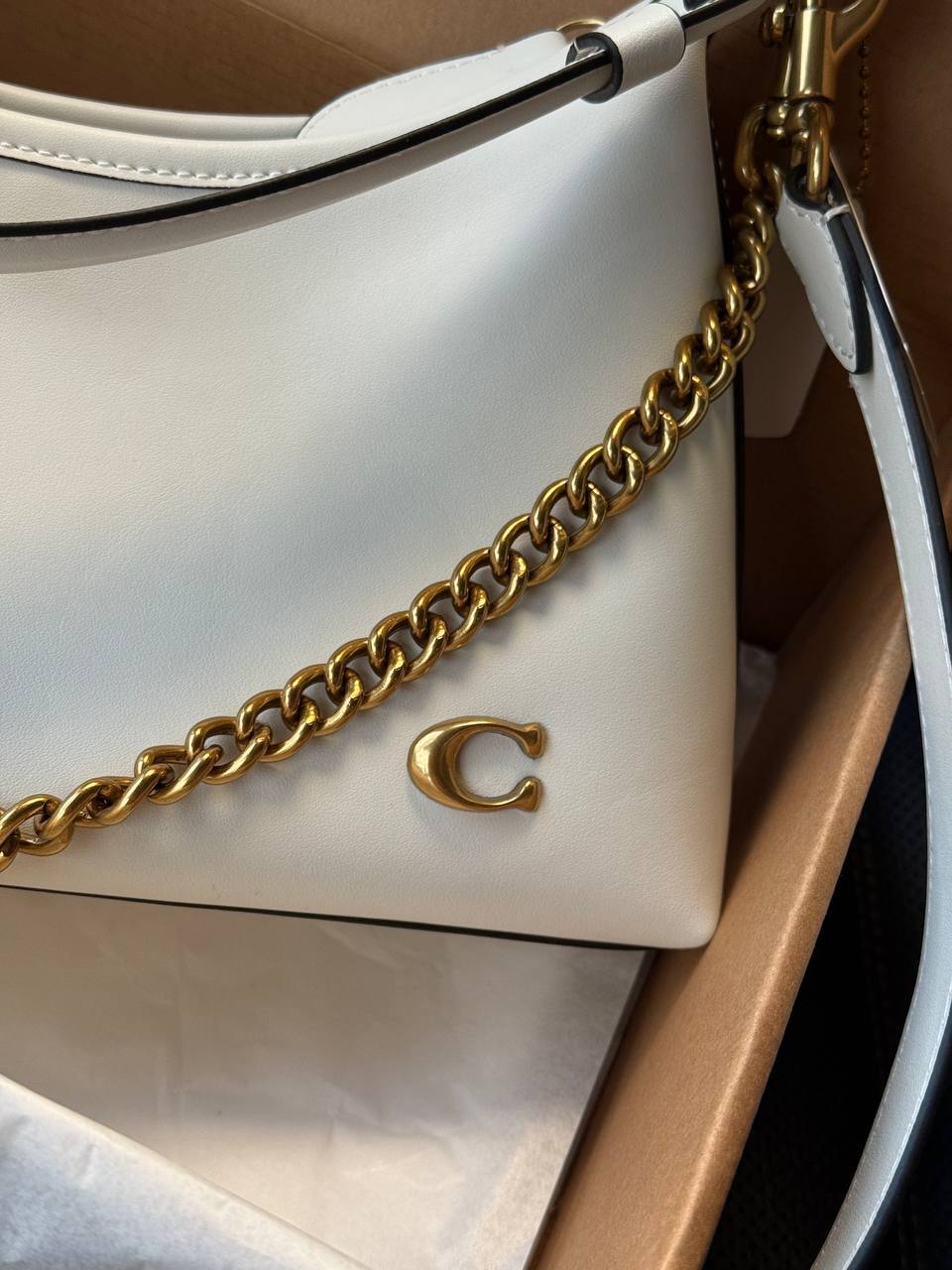Coach Juliet Shoulder Bag White Smooth Leather - 5