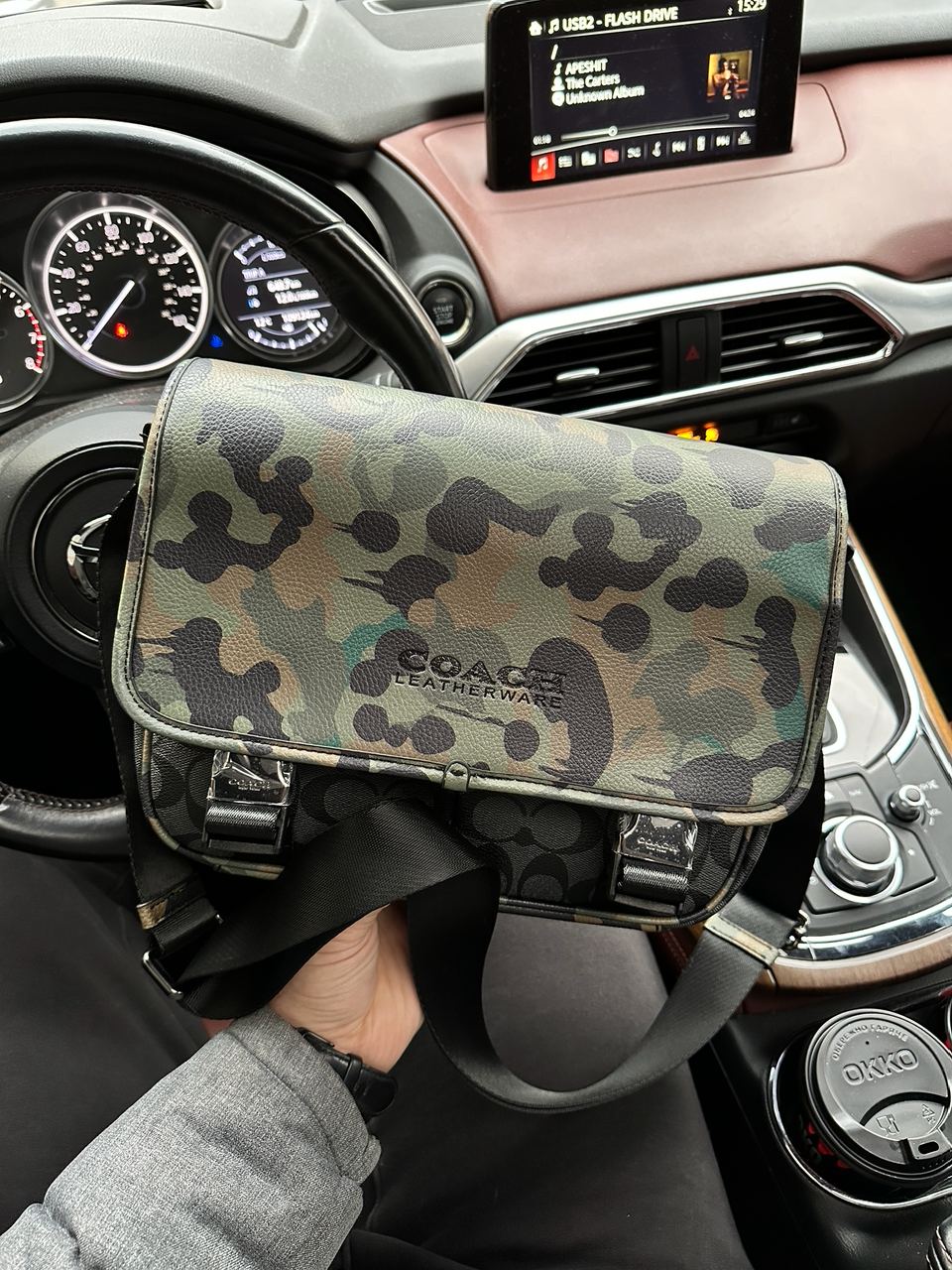 Coach Khaki &amp; Black League Hybrid Messenger Bag In Charcoal Mul - 4