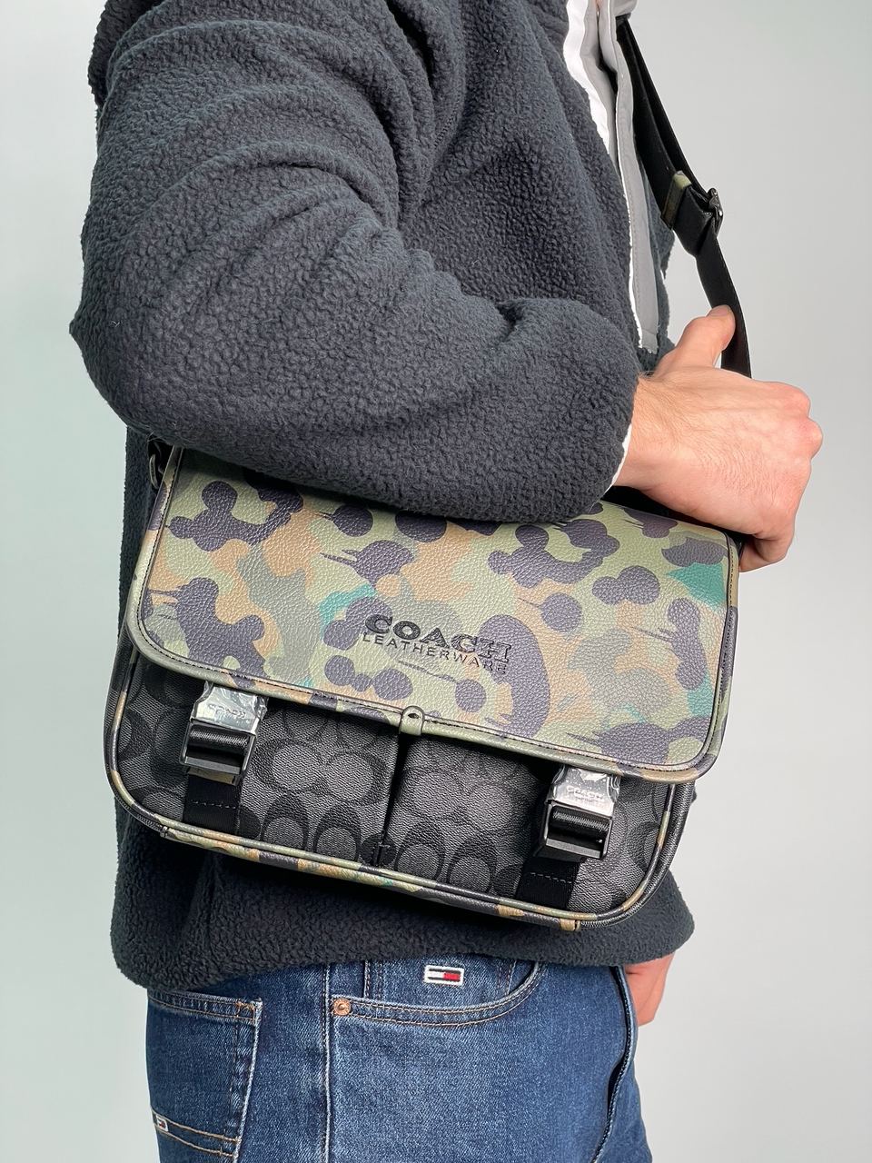 Coach Khaki &amp; Black League Hybrid Messenger Bag In Charcoal Mul - 7