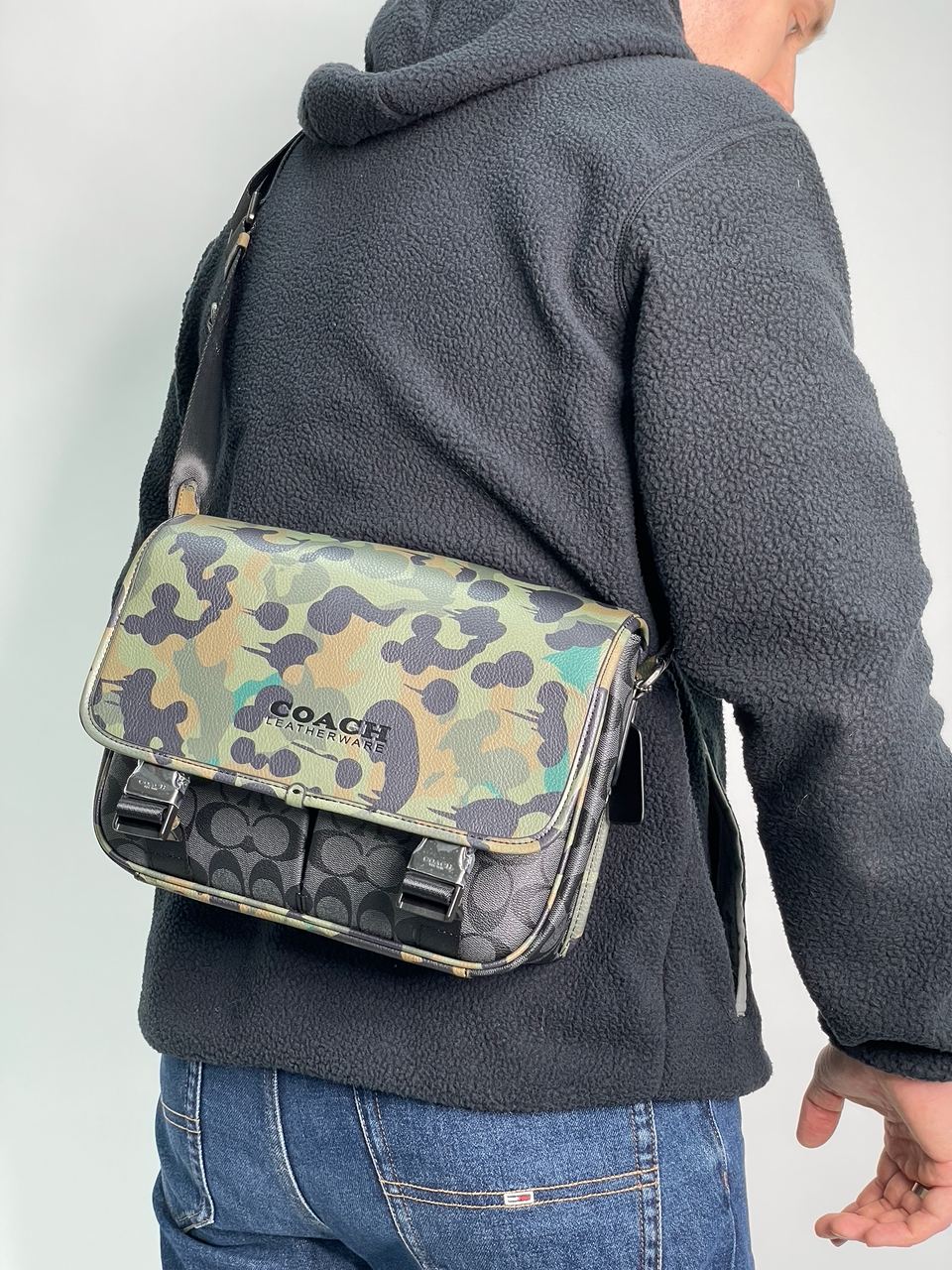 Coach Khaki &amp; Black League Hybrid Messenger Bag In Charcoal Mul - 8