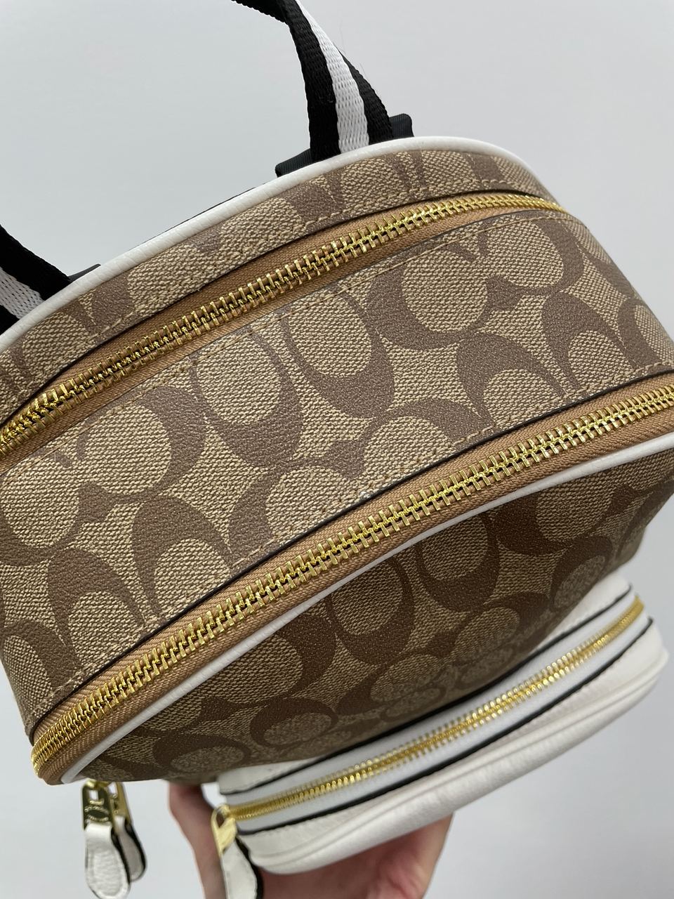 Coach Large Court Backpack In Signature Canvas in Beige/White - 12