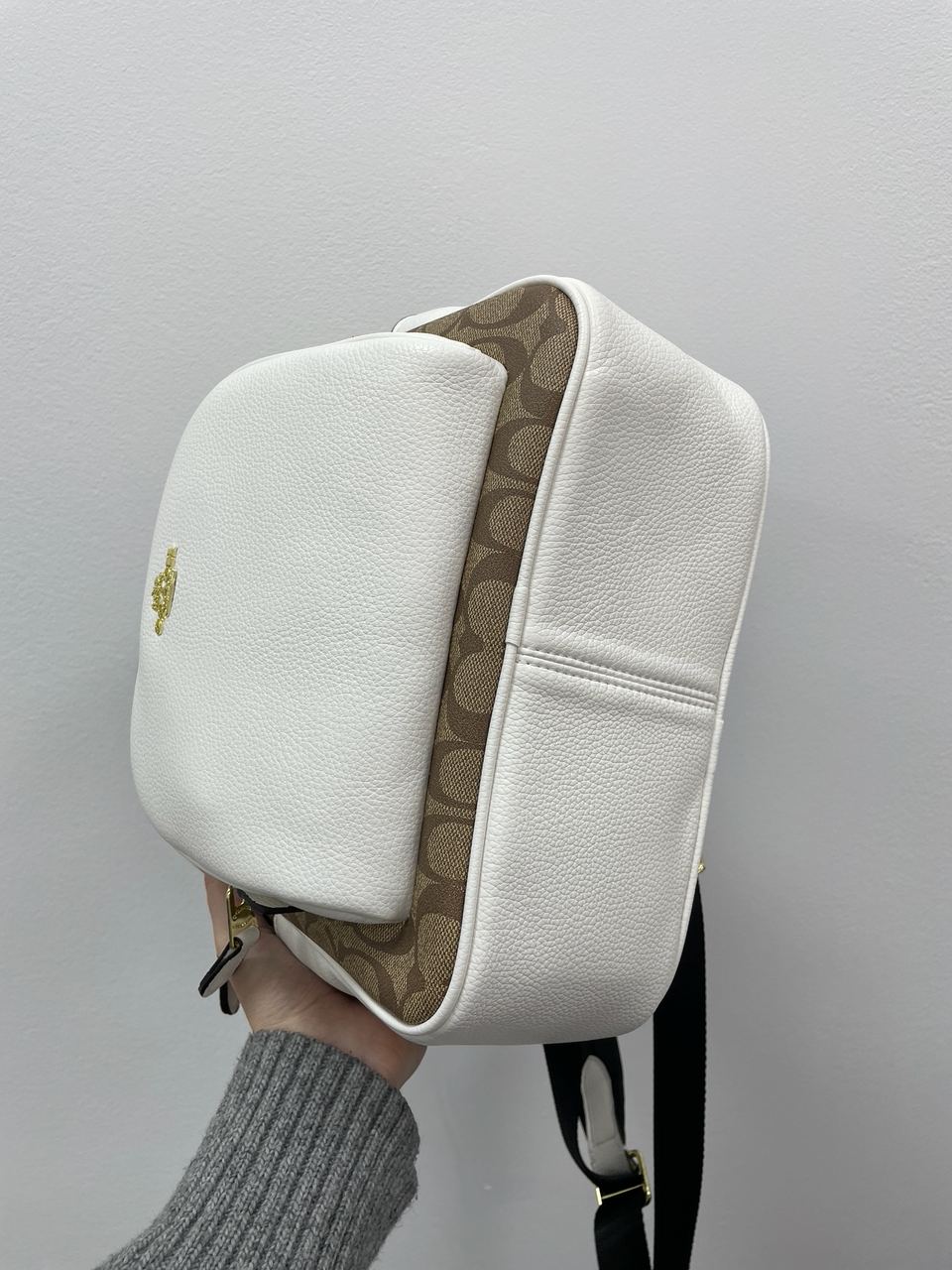 Coach Large Court Backpack In Signature Canvas in Beige/White - 14
