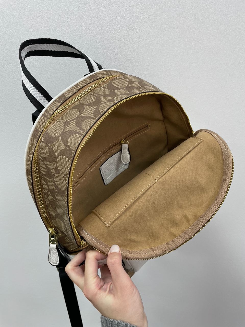 Coach Large Court Backpack In Signature Canvas in Beige/White - 15