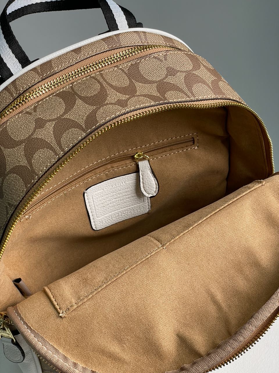 Coach Large Court Backpack In Signature Canvas in Beige/White - 16