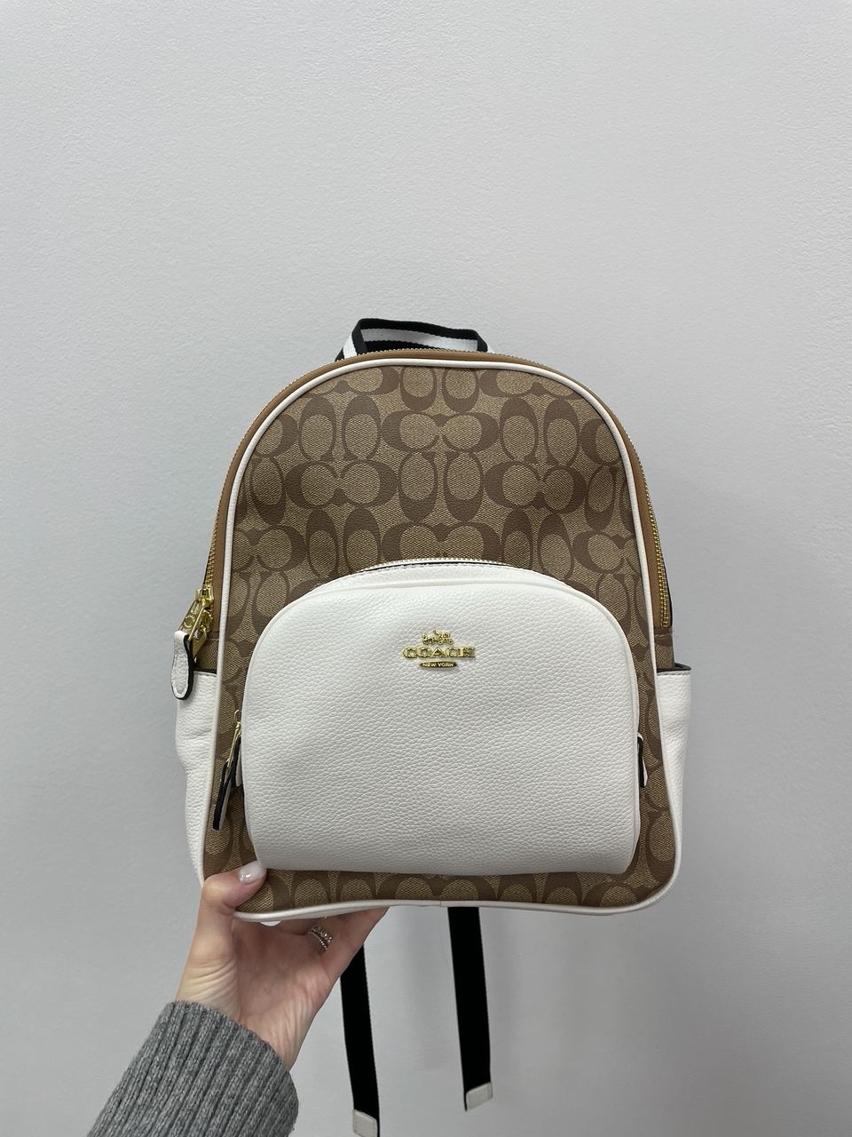 Coach Large Court Backpack In Signature Canvas in Beige/White - 6
