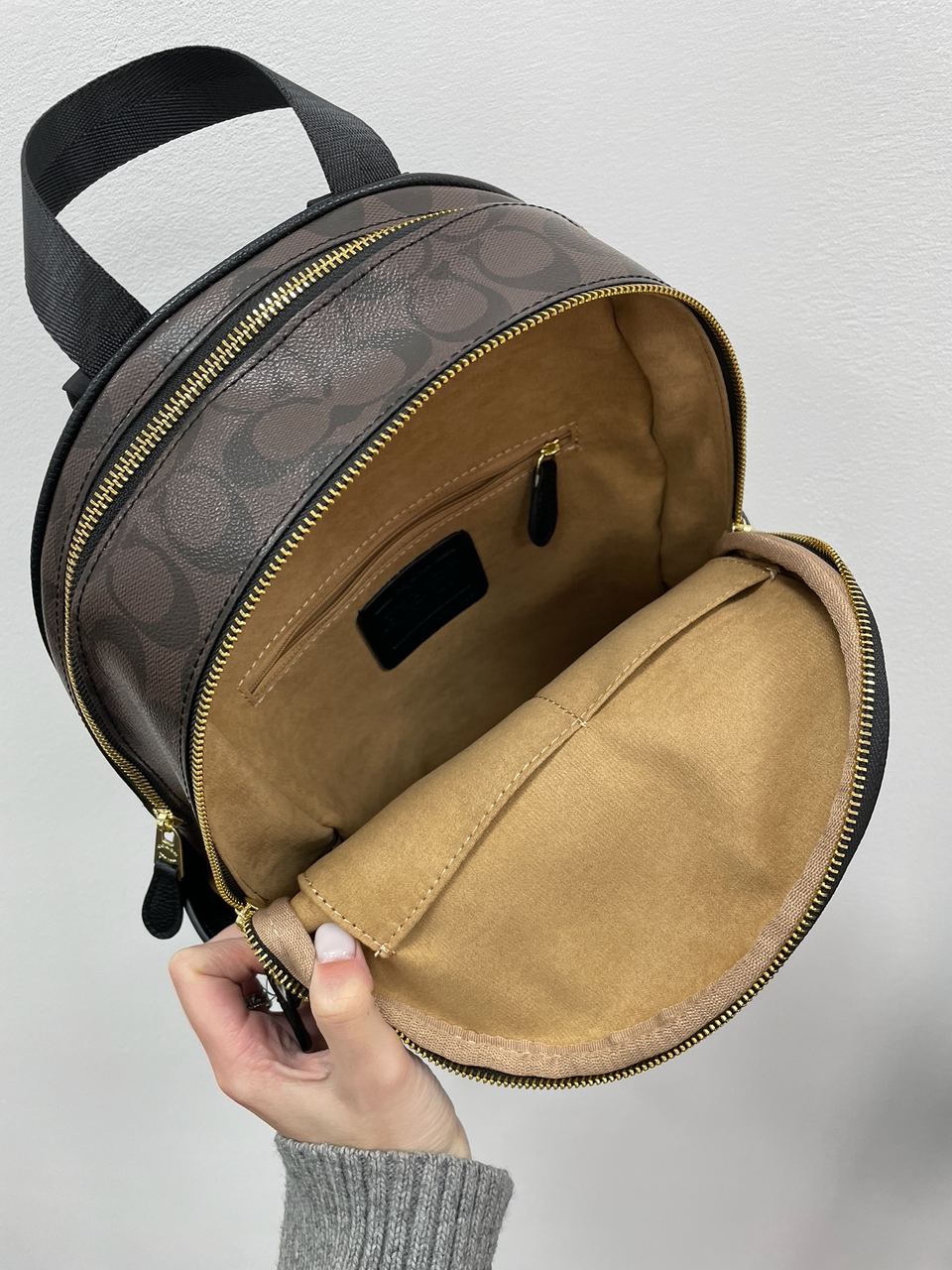 Coach Large Court Backpack In Signature Canvas in Brown/Black - 14