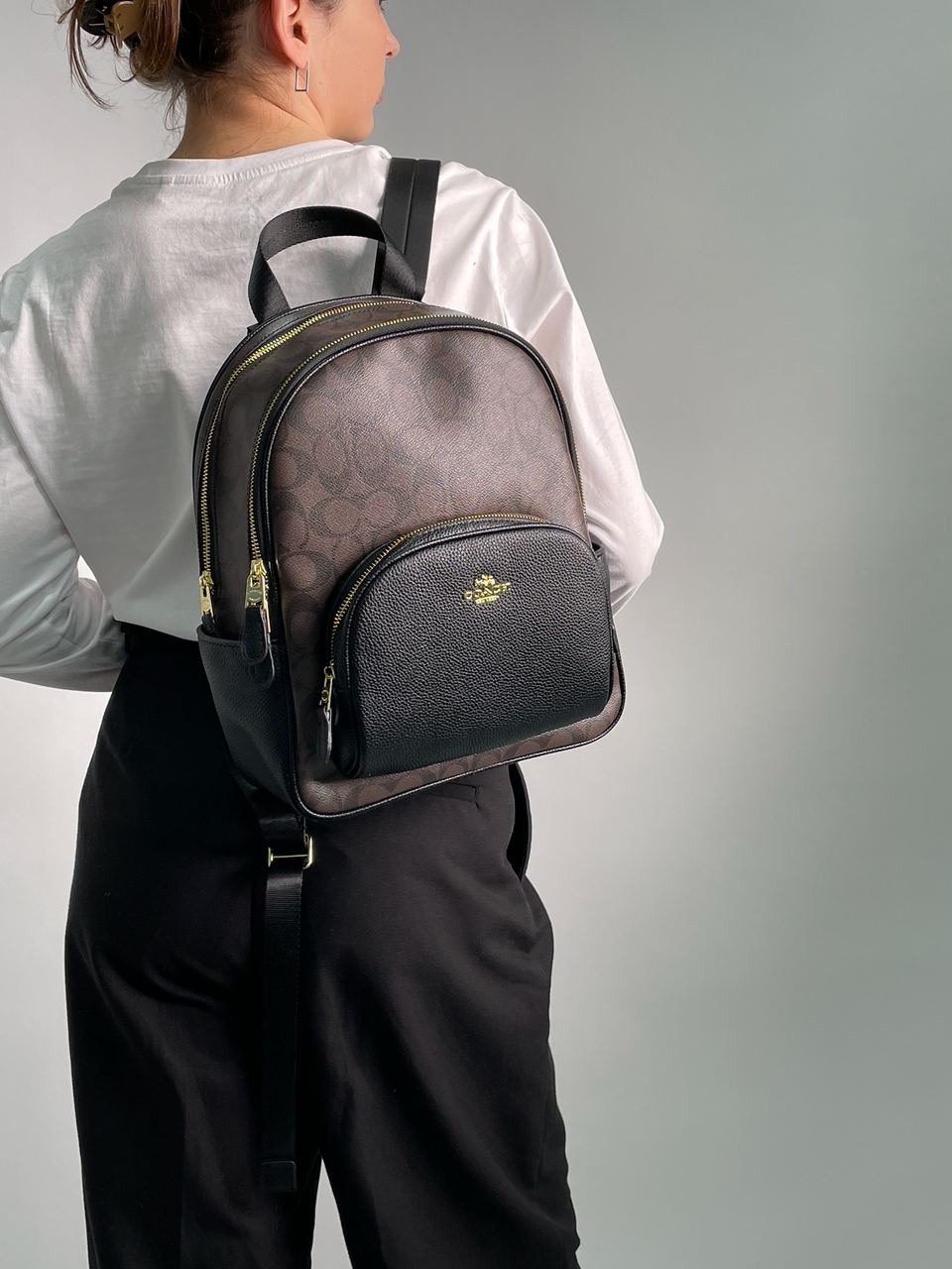 Coach Large Court Backpack In Signature Canvas in Brown/Black - 3