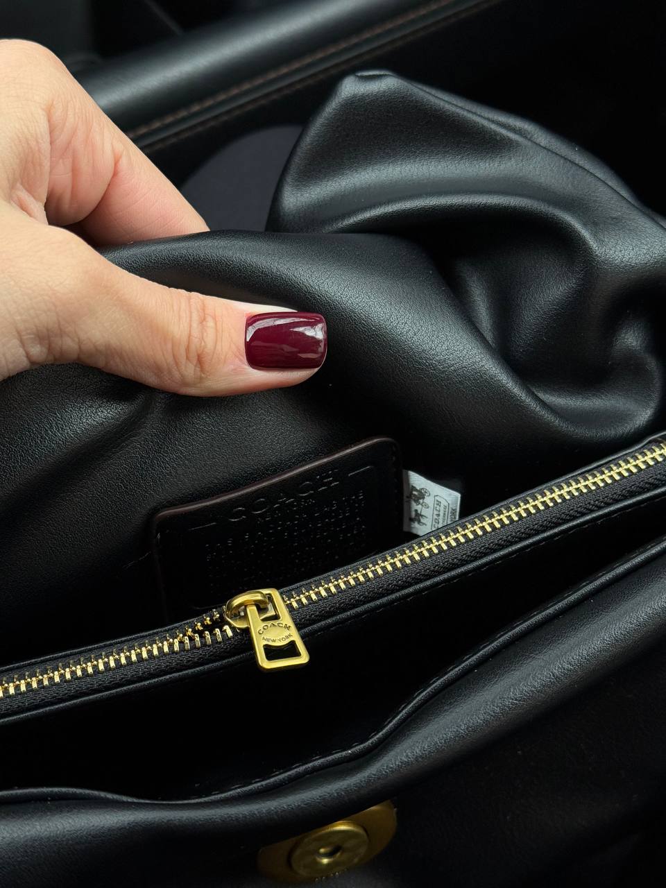 Coach Leather Covered C Closure Puffy Tabby Shoulder Bag Black - 17