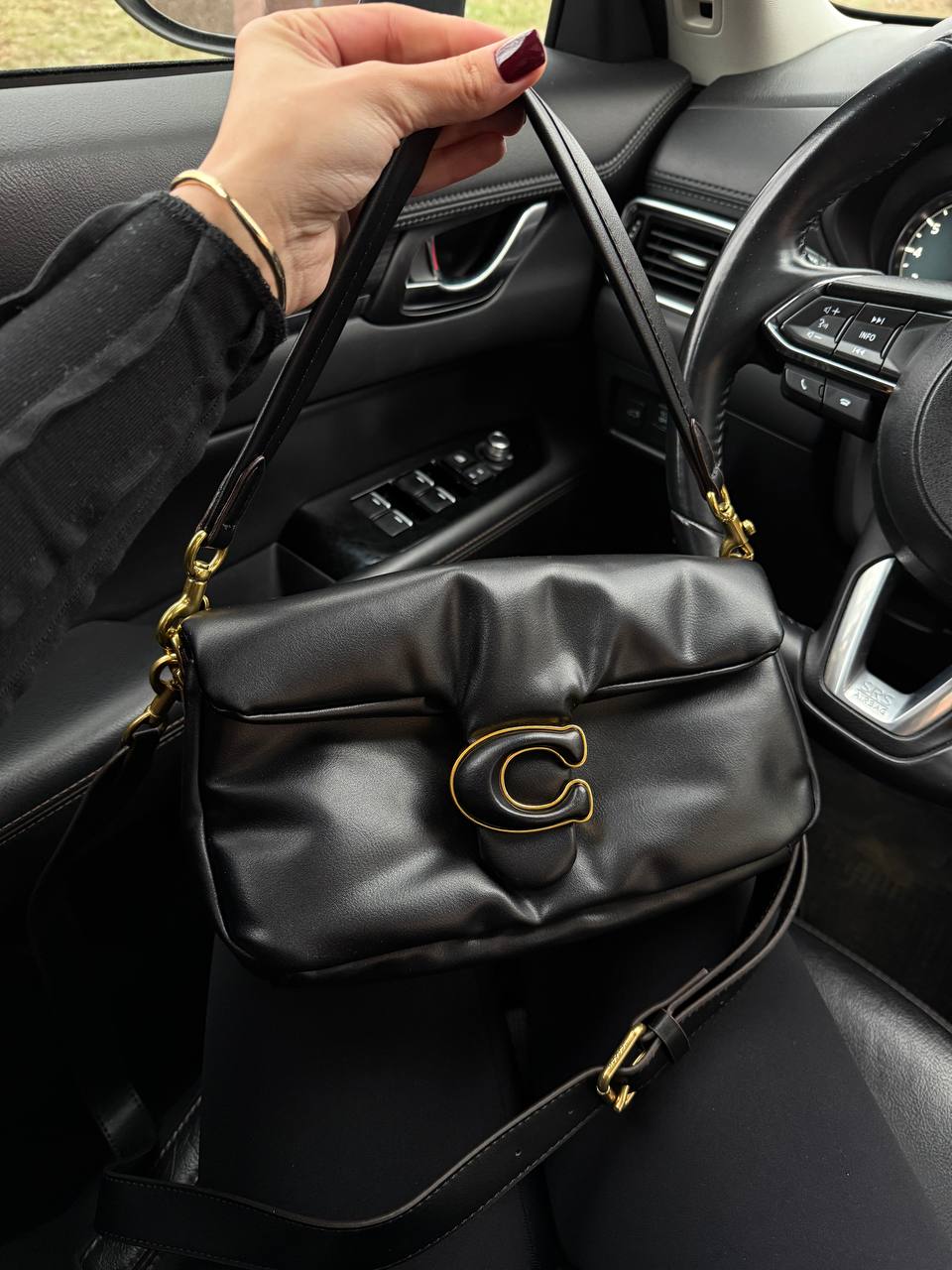 Coach Leather Covered C Closure Puffy Tabby Shoulder Bag Black - 4