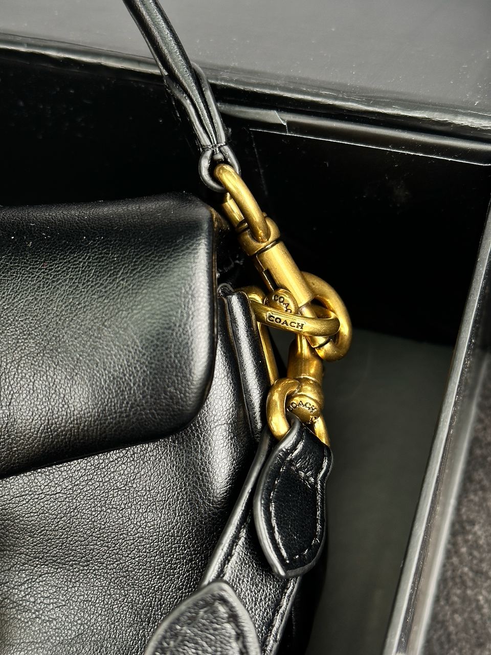 Coach Leather Covered C Closure Puffy Tabby Shoulder Bag Black - 18