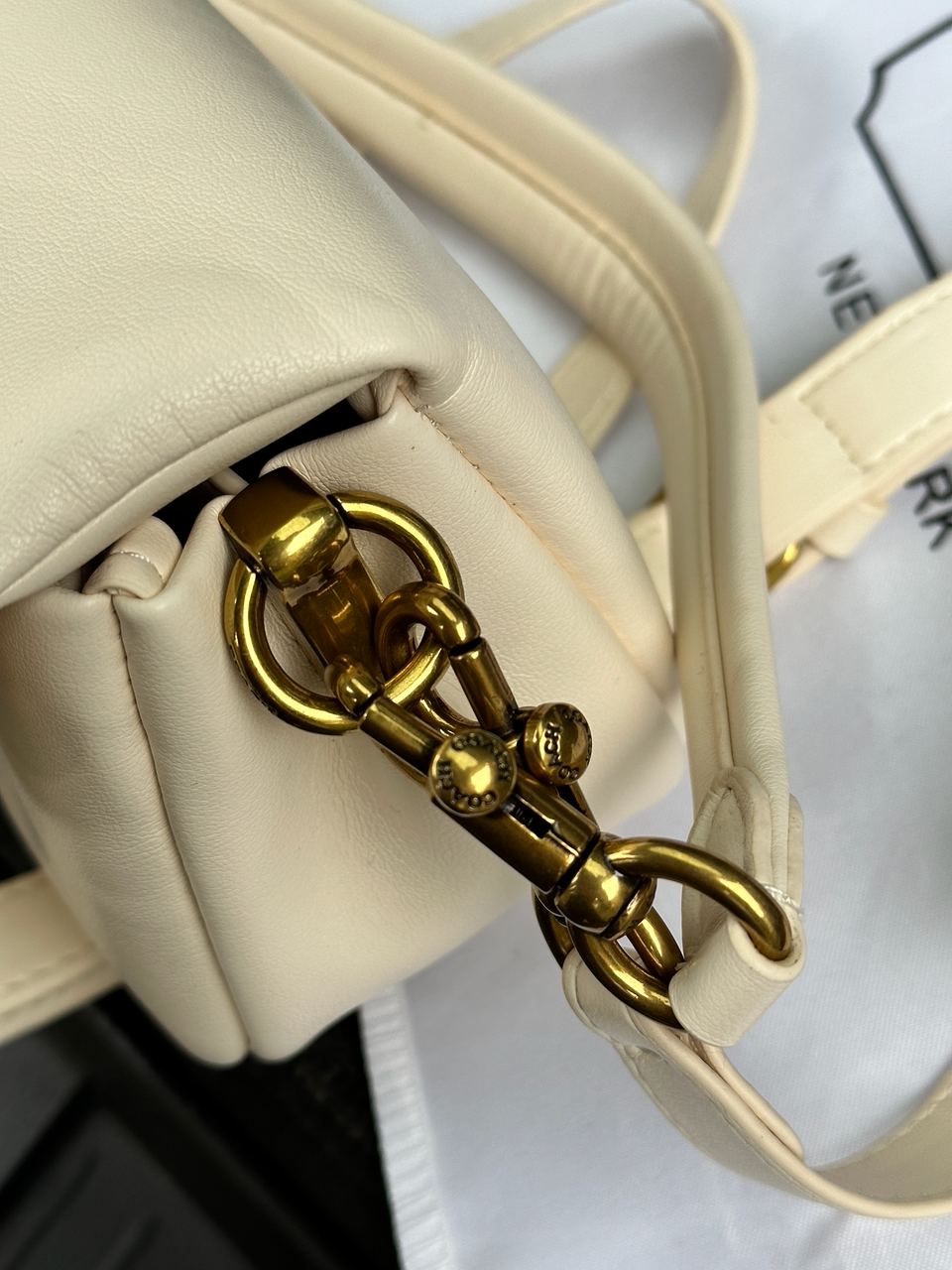 Coach Leather Covered C Closure Puffy Tabby Shoulder Bag Cream - 19