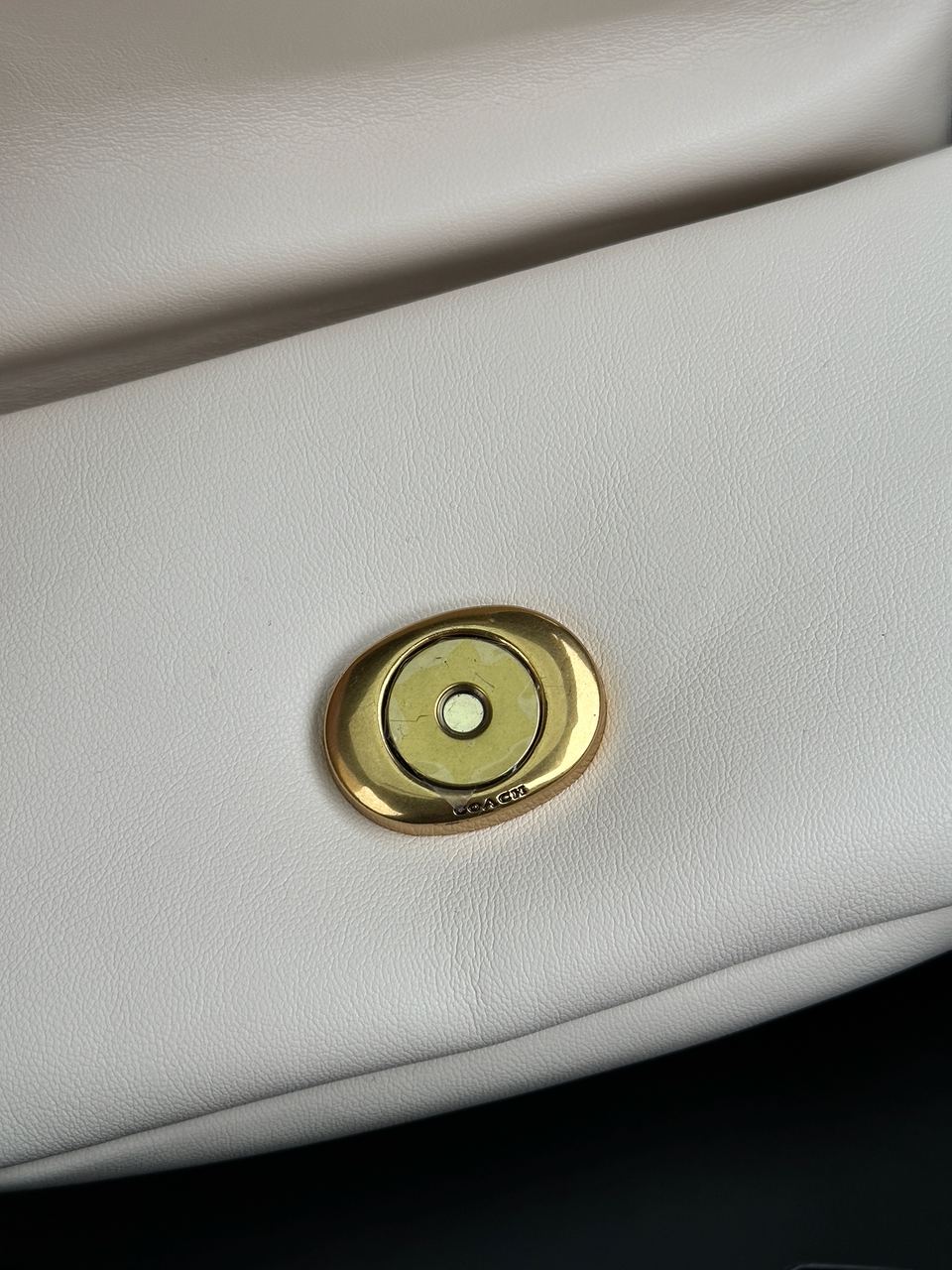 Coach Leather Covered C Closure Puffy Tabby Shoulder Bag Cream - 30