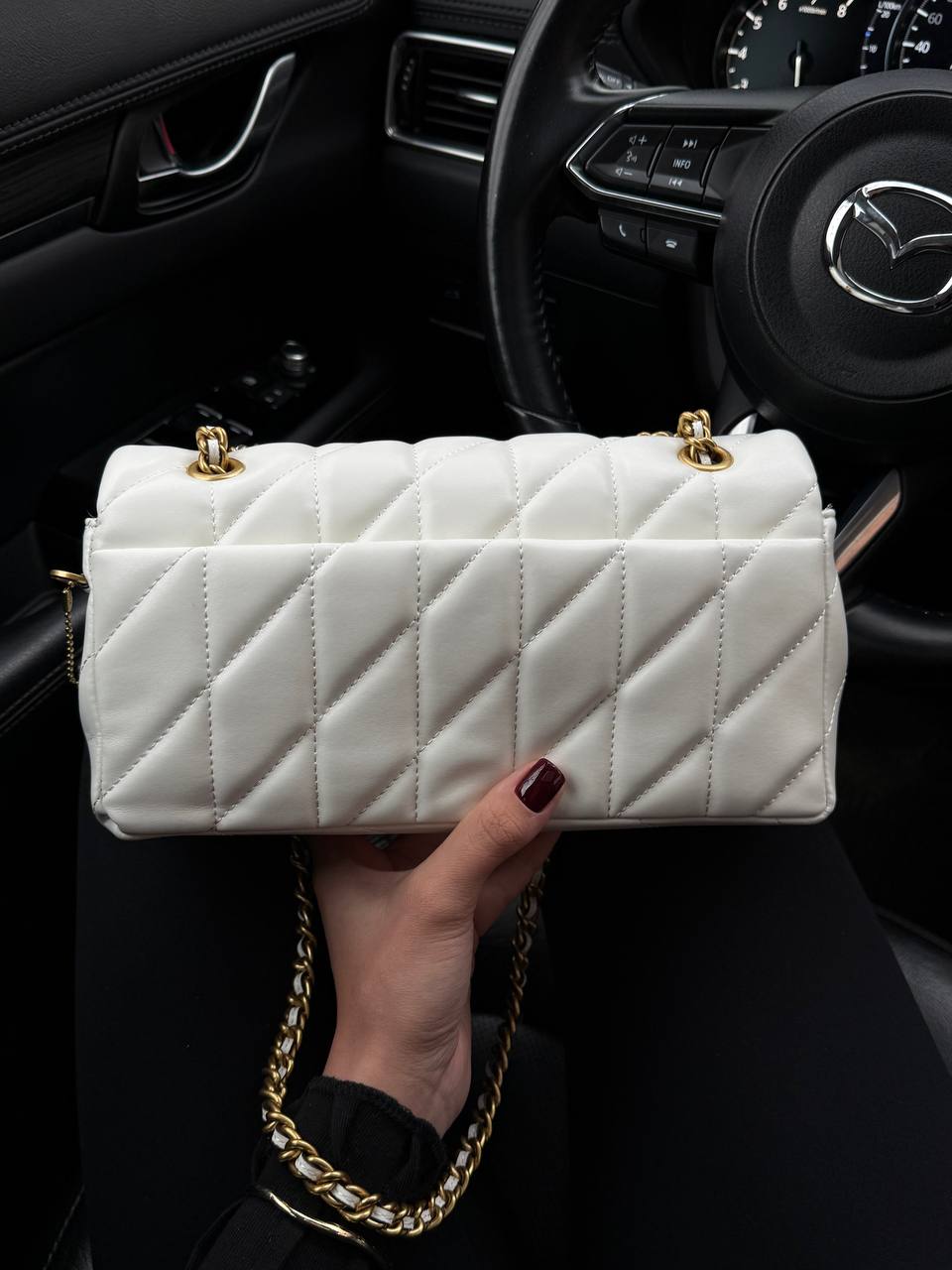 Coach Leather Covered C Closure Puffy Tabby Shoulder Bag White - 4