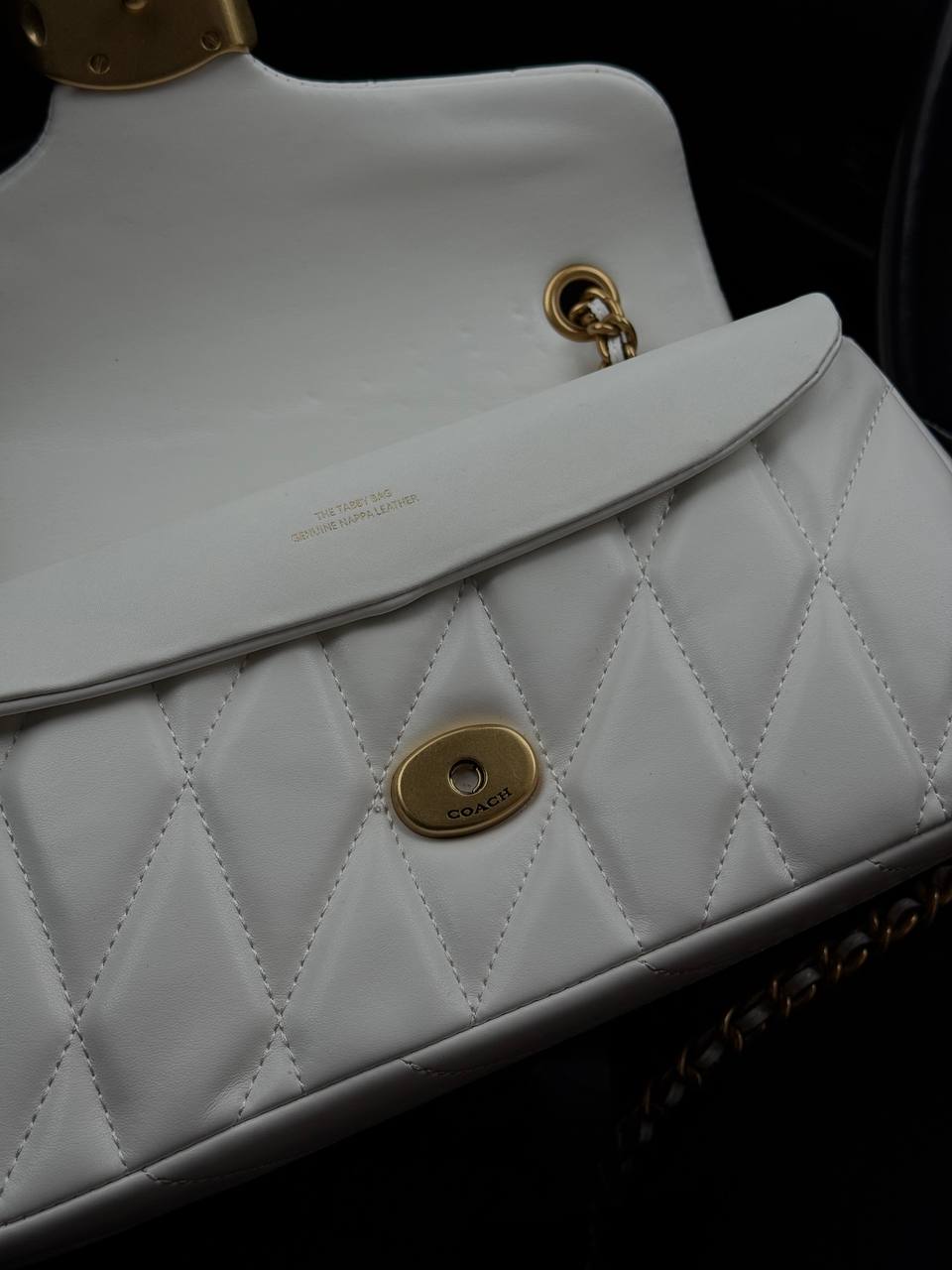 Coach Leather Covered C Closure Puffy Tabby Shoulder Bag White - 6