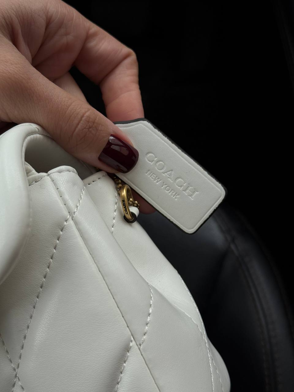 Coach Leather Covered C Closure Puffy Tabby Shoulder Bag White - 9