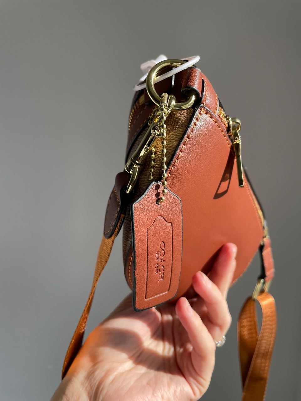 Coach Leather Signature Belt Bag, Tan/Rust - 19